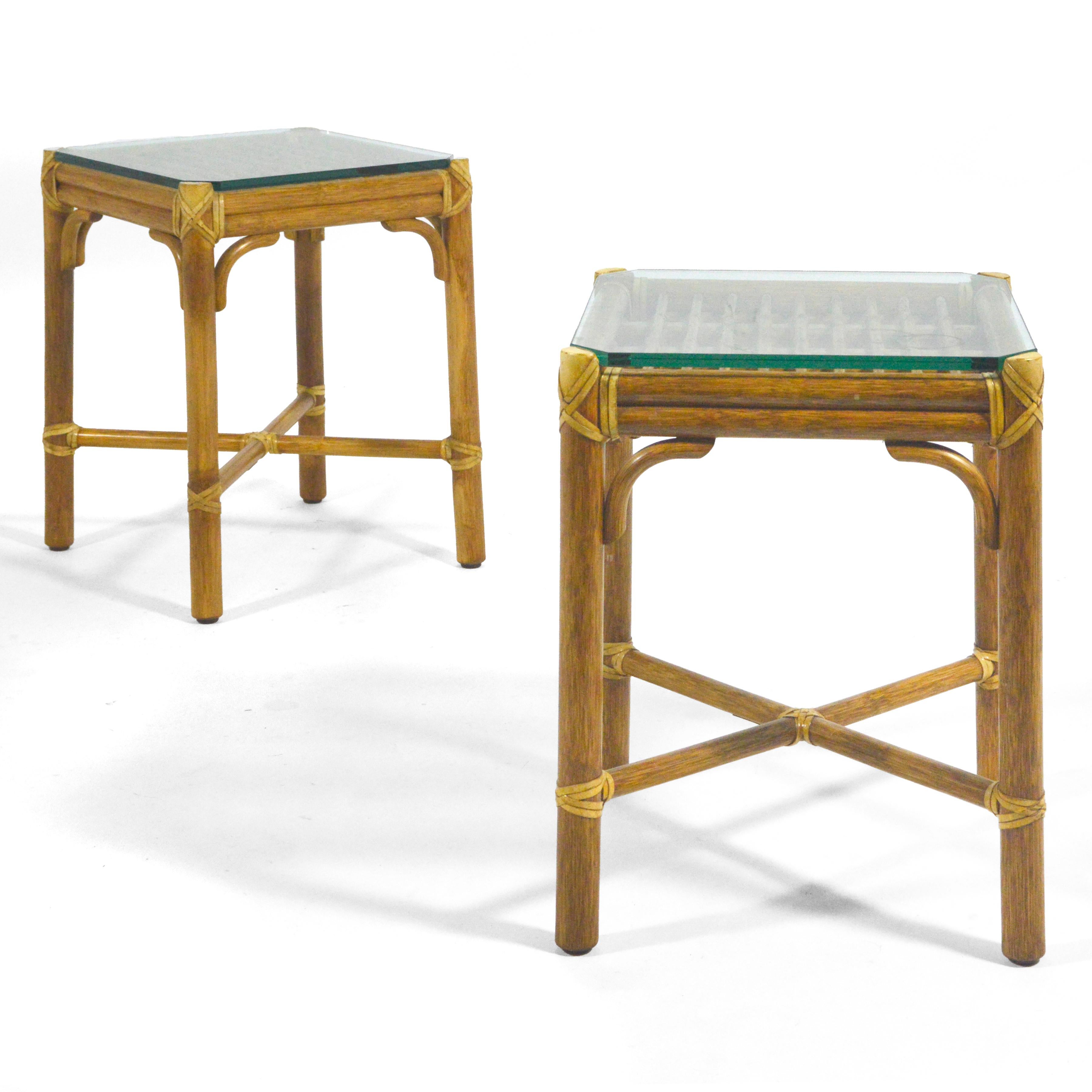 Late 20th Century Elinor McGuire Rattan Side Tables For Sale