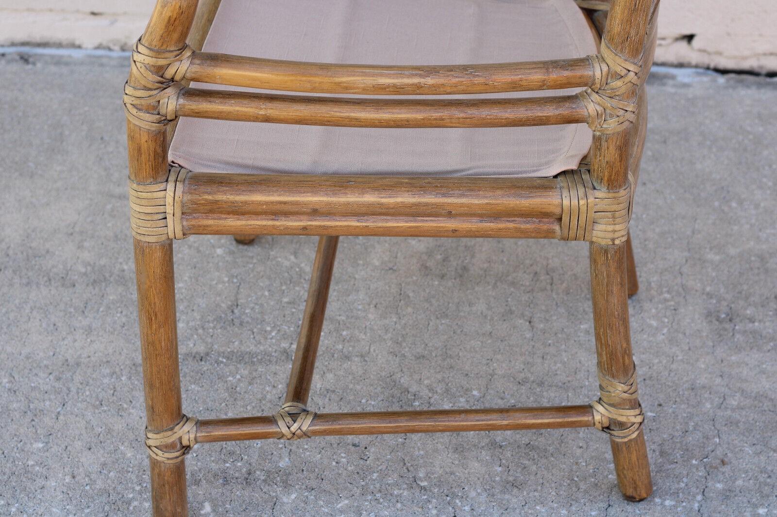 Elinor McGuire Rattan Target Arm Chairs or Dining Chairs, a Pair For Sale 11