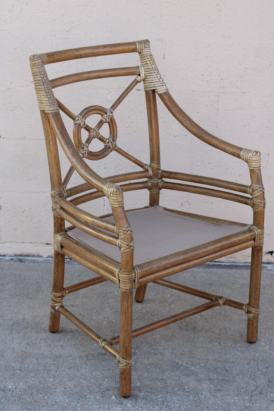 Elinor McGuire Rattan Target Armchairs or Dining Chairs, a Set of Six 9