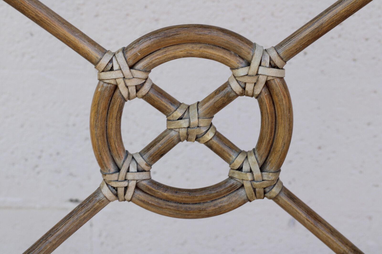 Elinor McGuire Rattan Target Armchairs or Dining Chairs, a Set of Six In Good Condition In Vero Beach, FL