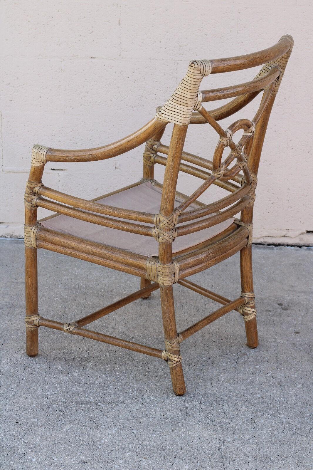Elinor McGuire Rattan Target Armchairs or Dining Chairs, a Set of Six 1