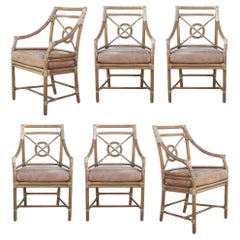 Elinor McGuire Rattan Target Armchairs or Dining Chairs, a Set of Six