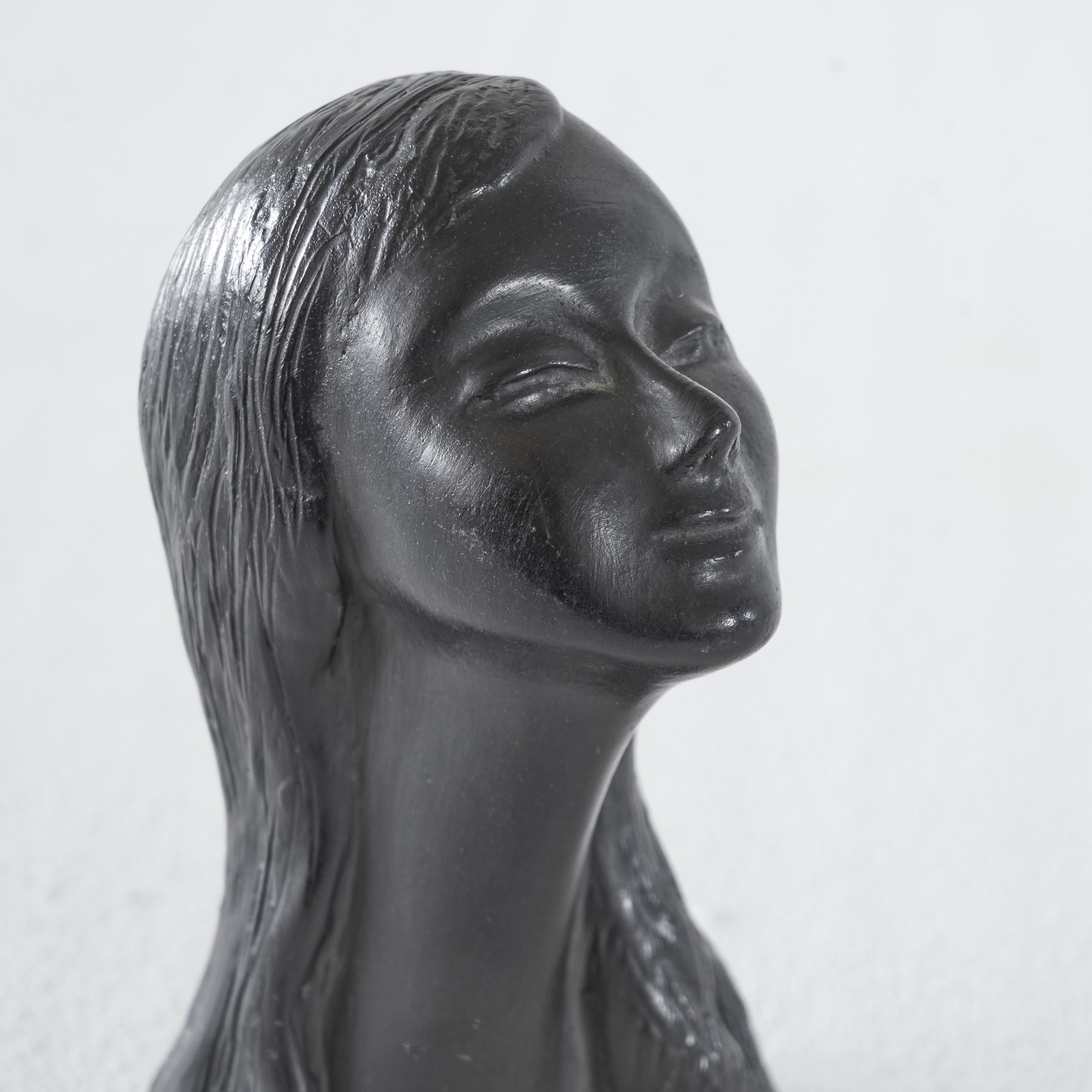 Hand-Crafted Elio Cerbella 'Bucchero' Female Ceramic Sculpture, Italy, 1950s For Sale