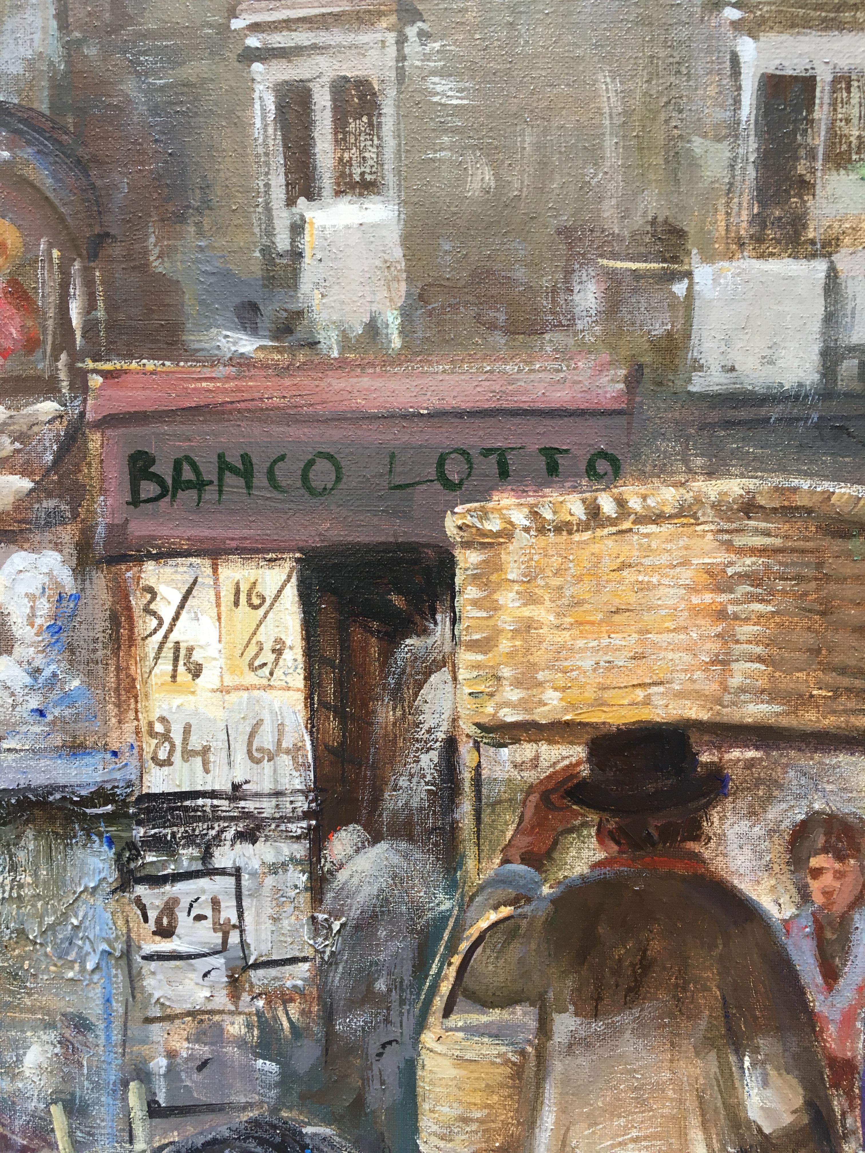 LA VIGILIA DI NATALE - Elio Ferrara Italian figurative oil on canvas painting For Sale 8