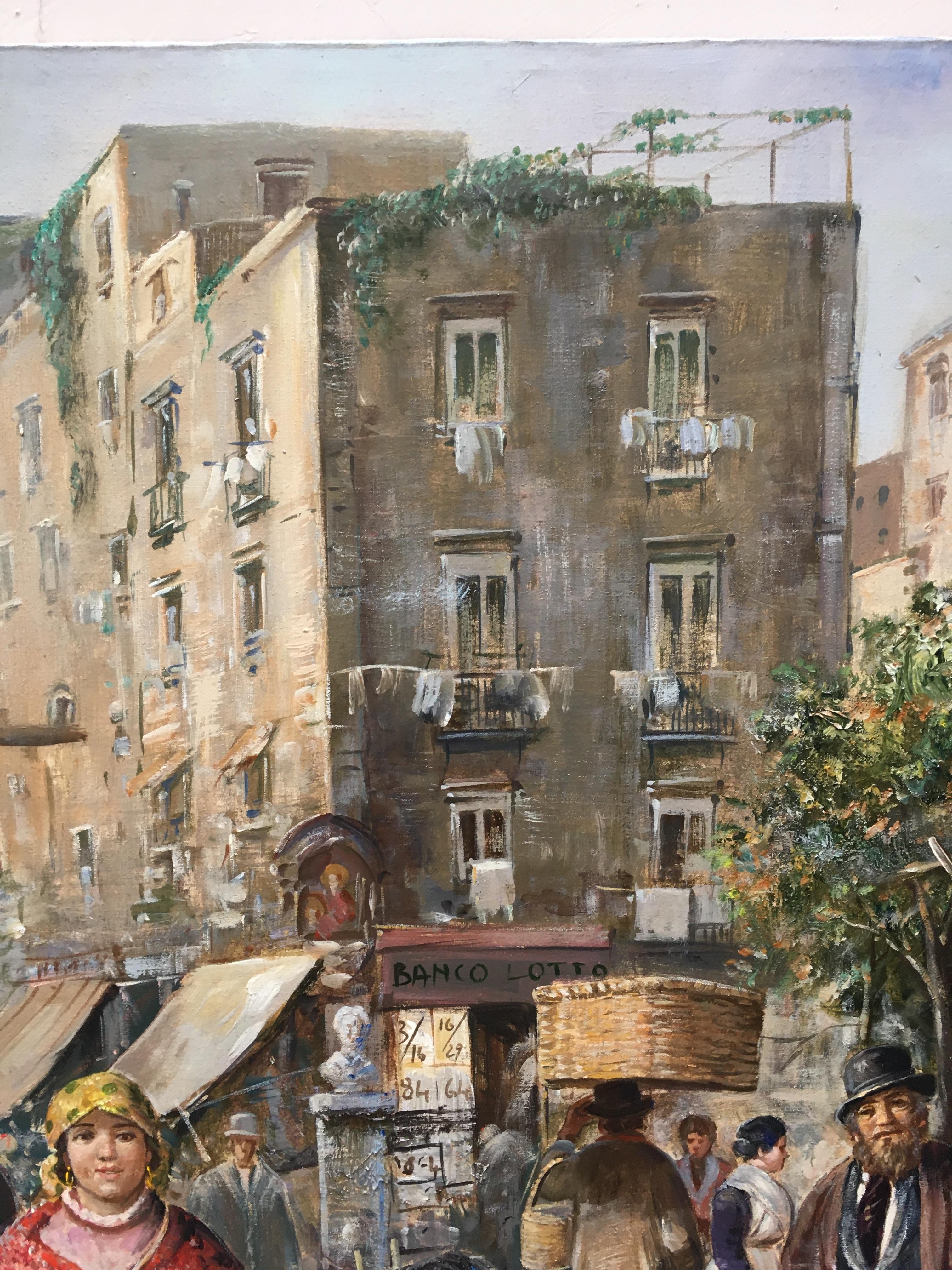 LA VIGILIA DI NATALE - Elio Ferrara Italian figurative oil on canvas painting For Sale 10