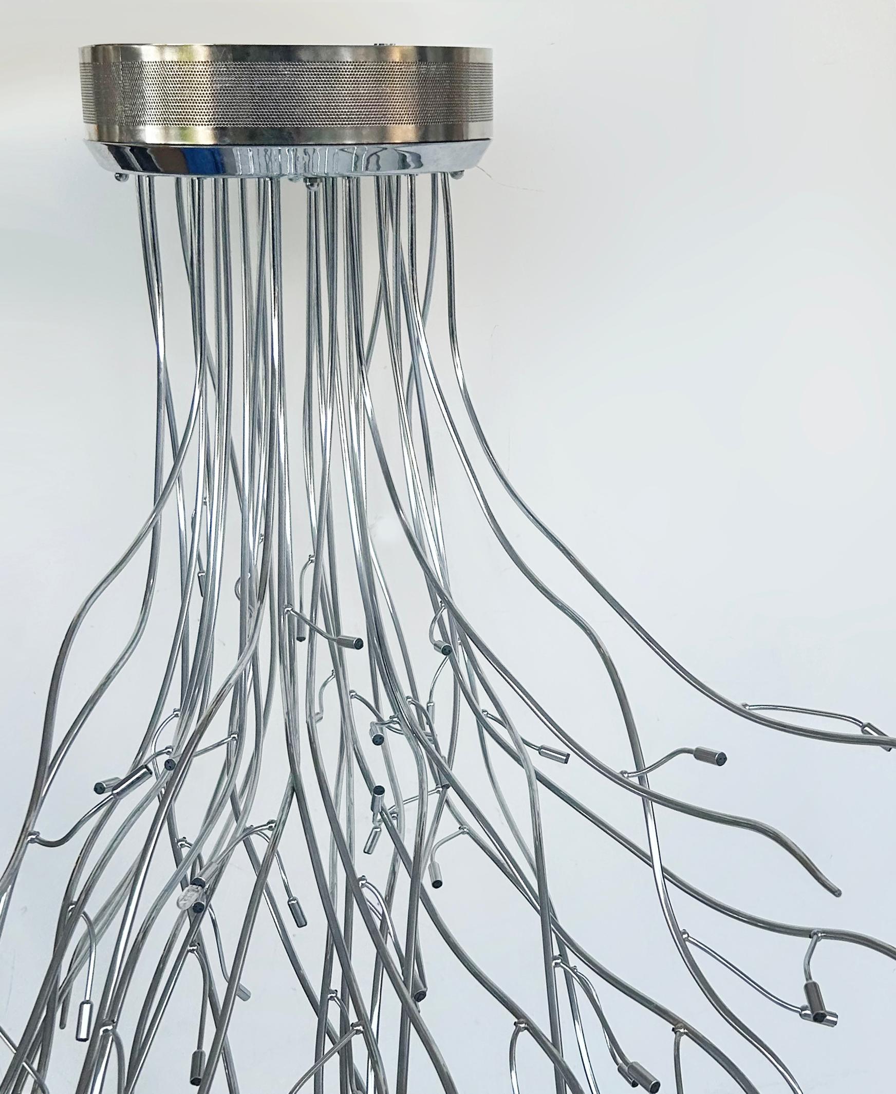 Modern Elio Giudici Lumens Mistral Flush-Mount Chandelier, Largest LED Fixture, Italy For Sale