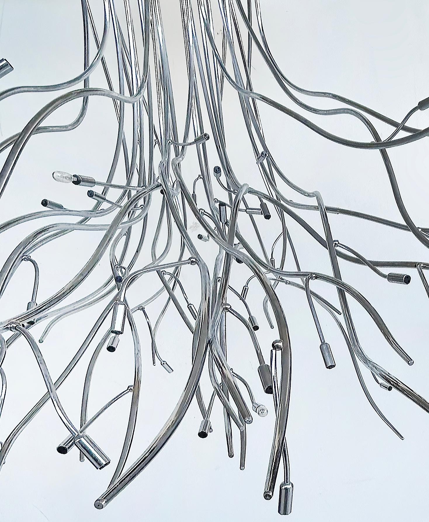 Contemporary Elio Giudici Lumens Mistral Flush-Mount Chandelier, Largest LED Fixture, Italy For Sale