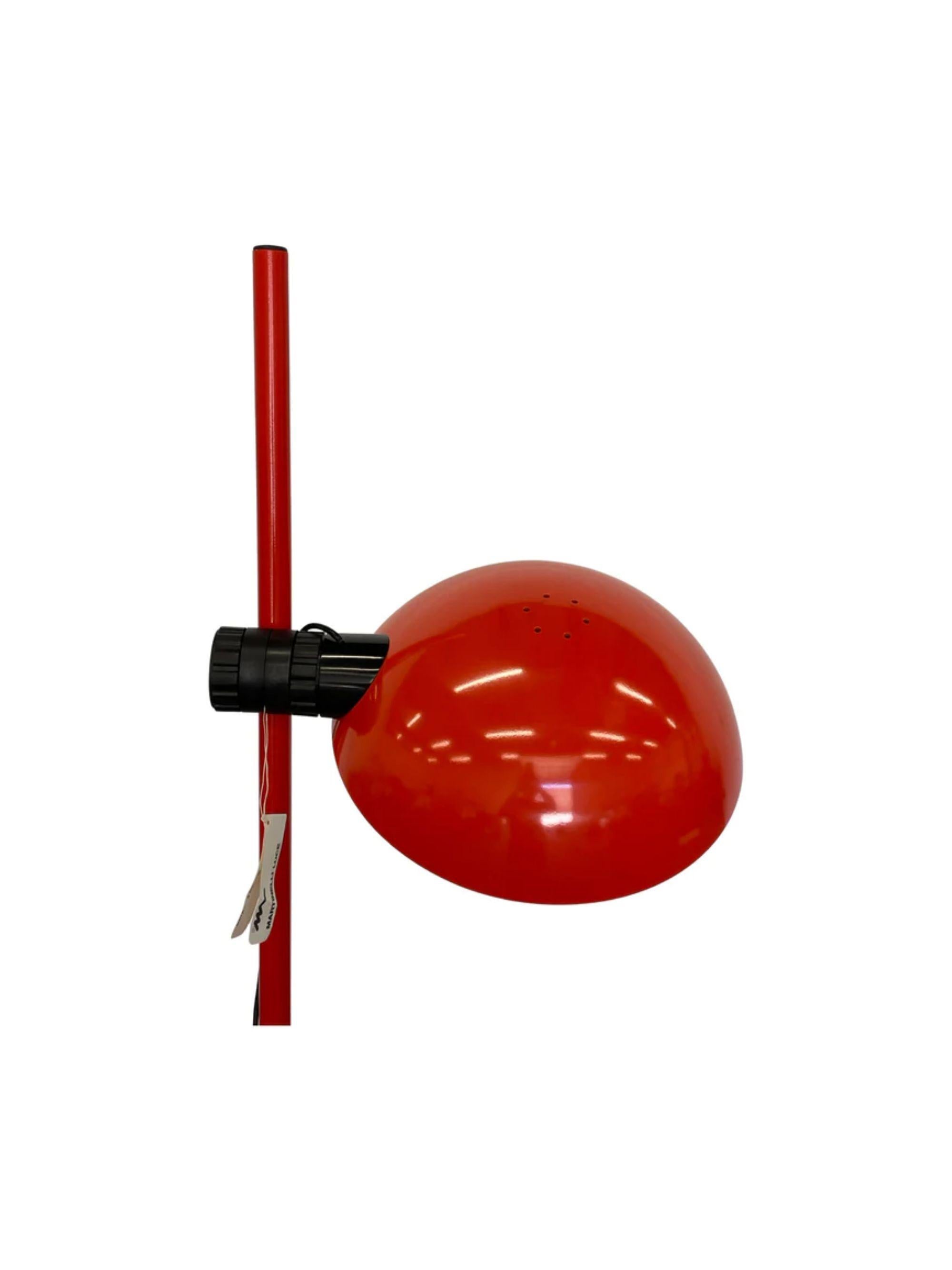 Elio Martinelli rare adjustable red floor lamp for Martinelli Luce, Italy, 1970s

Additional Information:
Materials: Enameled steel, aluminum, plastic
Condition: Very good vintage condition. May show some slight surface scratches. Tested and