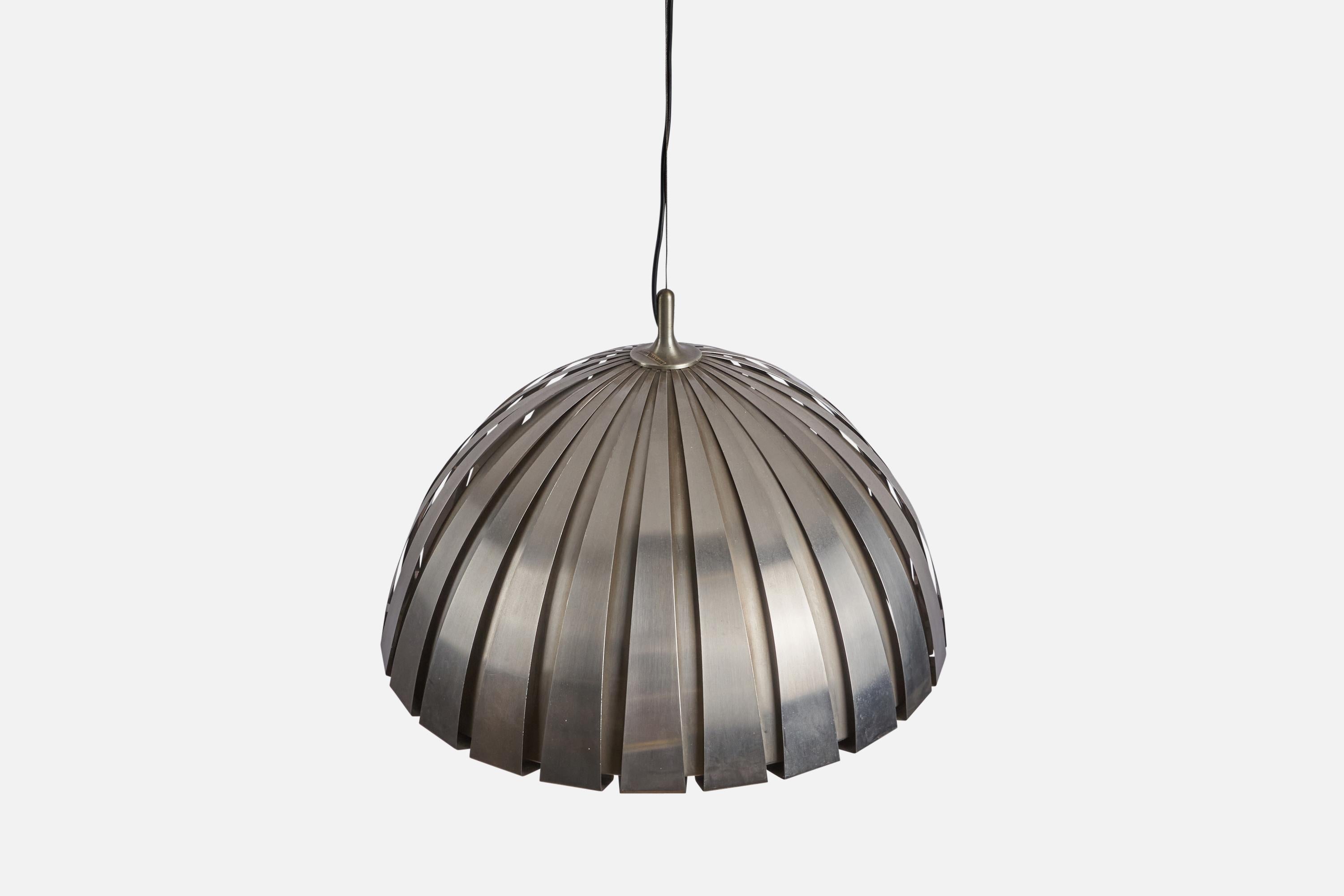 Italian Elio Martinelli, Pendant Light, Aluminium, Metal, Italy, 1970s For Sale