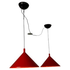 Elio Martinelli Set of Two Red Pendant Lights