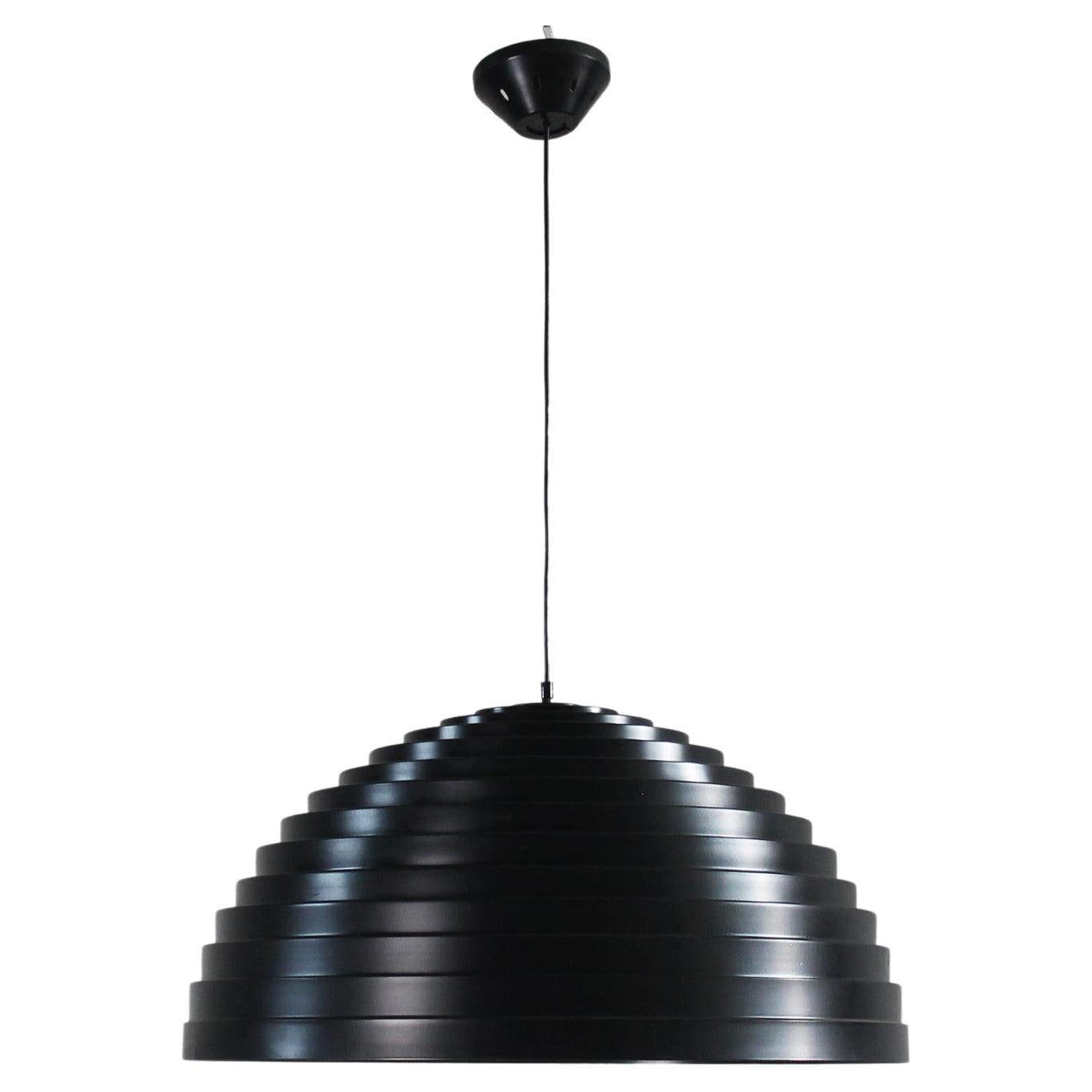 Elio Martinelli Step Chandelier in Black Lacquered Metal by Martinelli Luce 70s For Sale