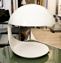 Elio Martinelli White Cobra Table Lamp, Italy, 1968