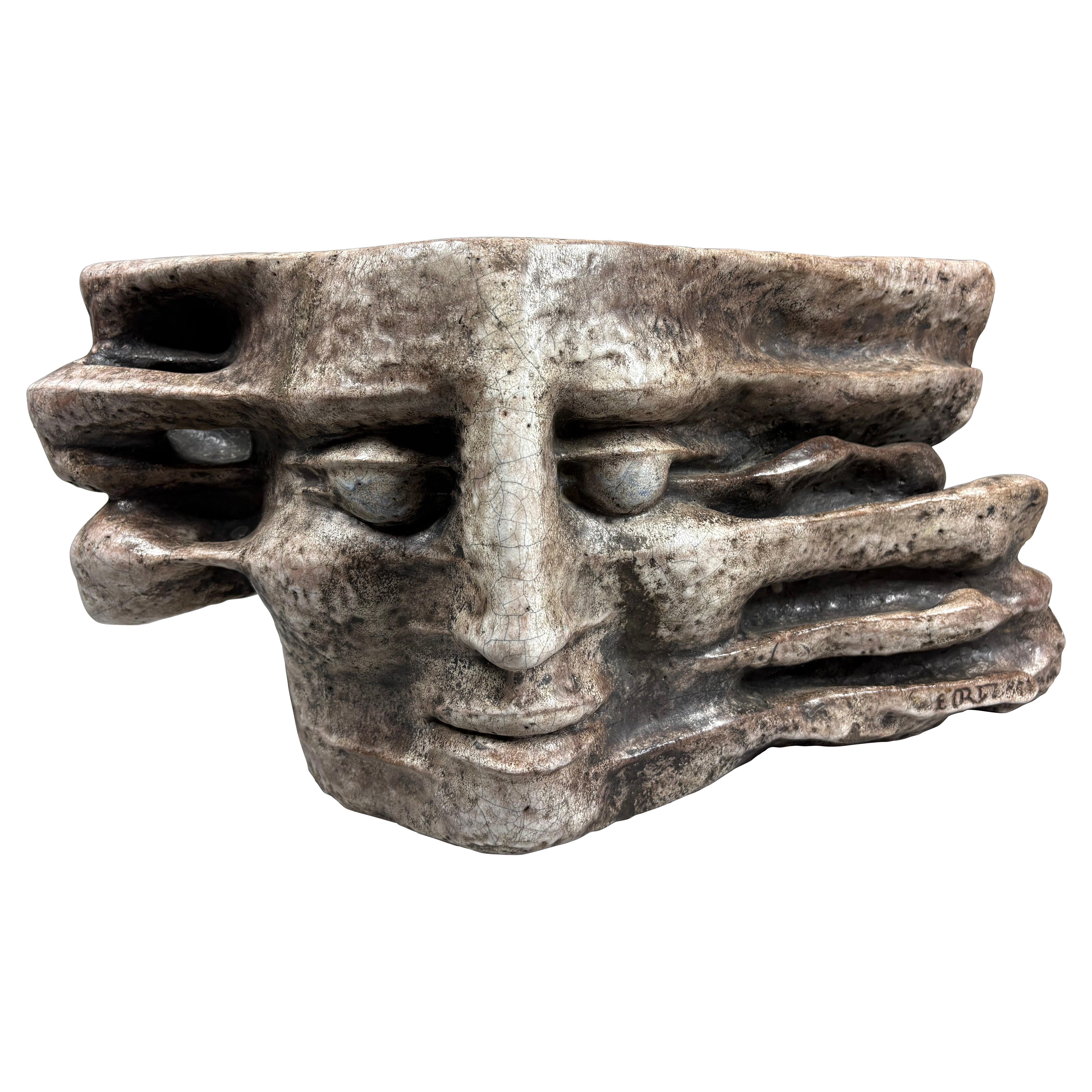 ELIO ORTIZ ( b. 1944-) a large glazed ceramic sculpture, 1985