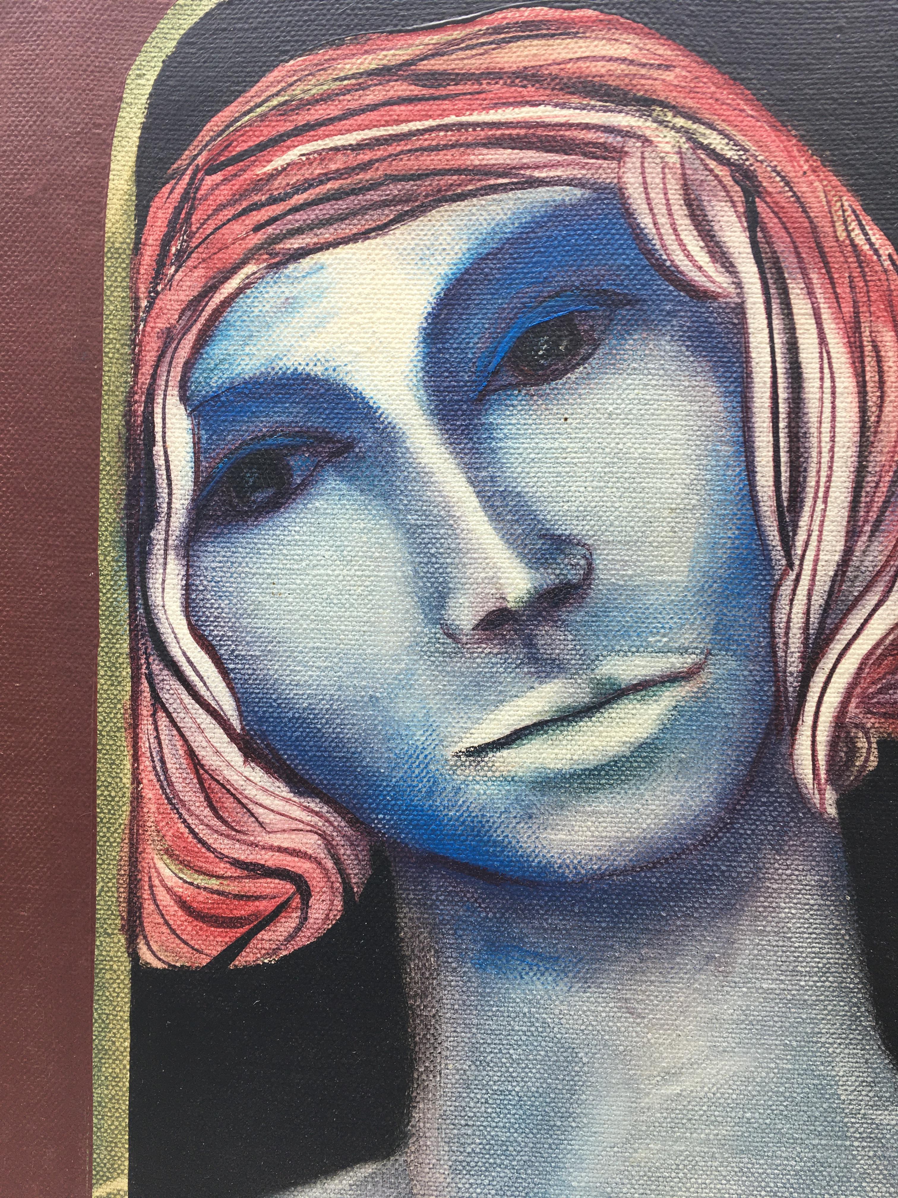 WOMAN TO THE MIRROR - Figuratice Modern - Huile sur toile italienne d'Elio Pelosi en vente 3