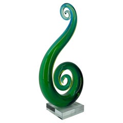 Elio Raffael Style Murano Glass Musical Note or Nautilus Sculpture