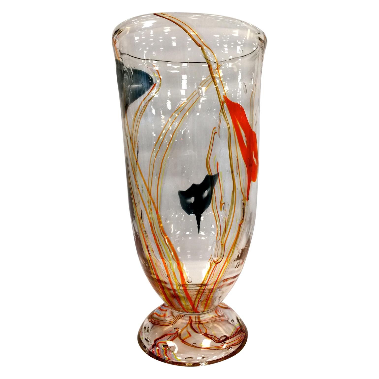Elio Raffaeli by Cenedese 1950 Murano Glass Giant Vase Carnavali For