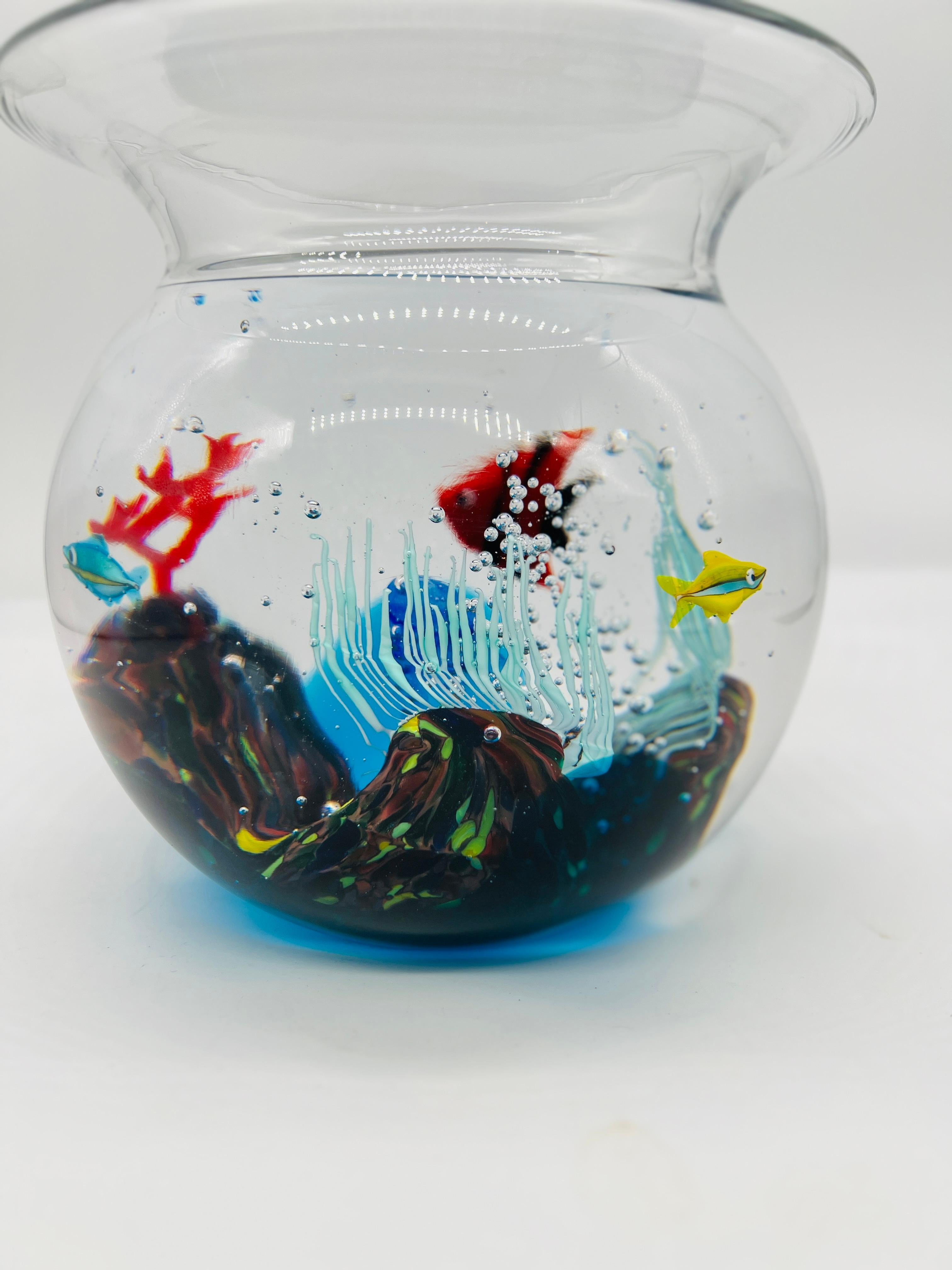 Mid-Century Modern Elio Raffaeli for Oggetti Italian Murano Glass Fishbowl Sculpture C. 1950