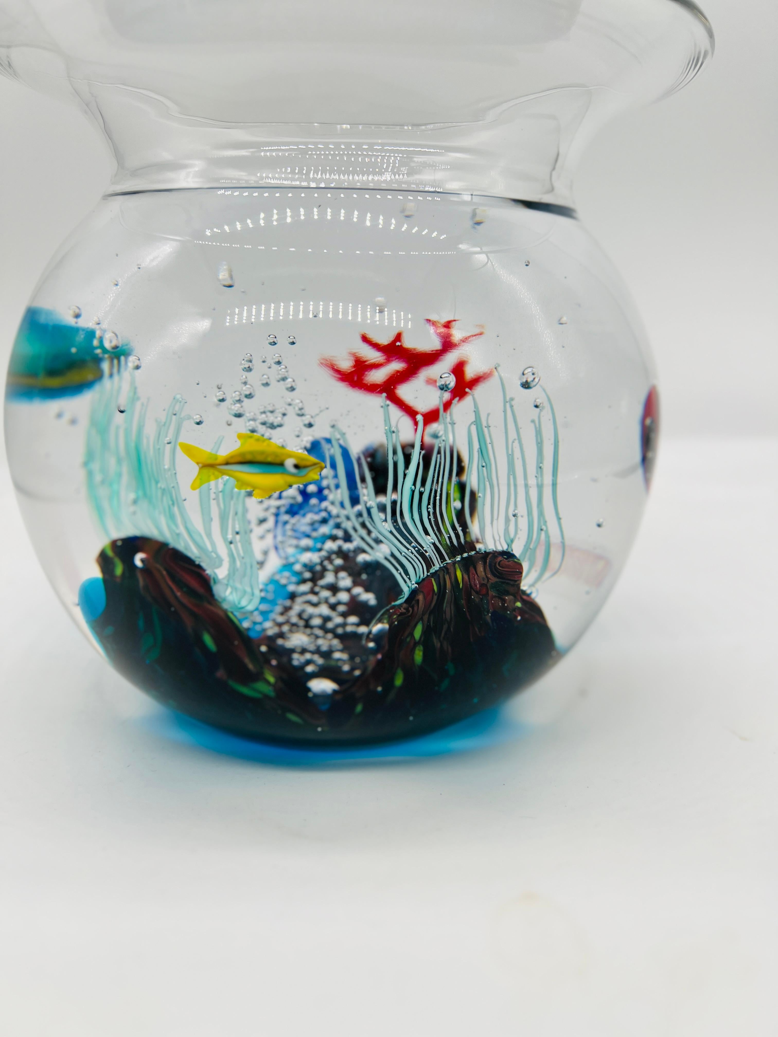 Elio Raffaeli for Oggetti Italian Murano Glass Fishbowl Sculpture C. 1950 In Good Condition In Atlanta, GA