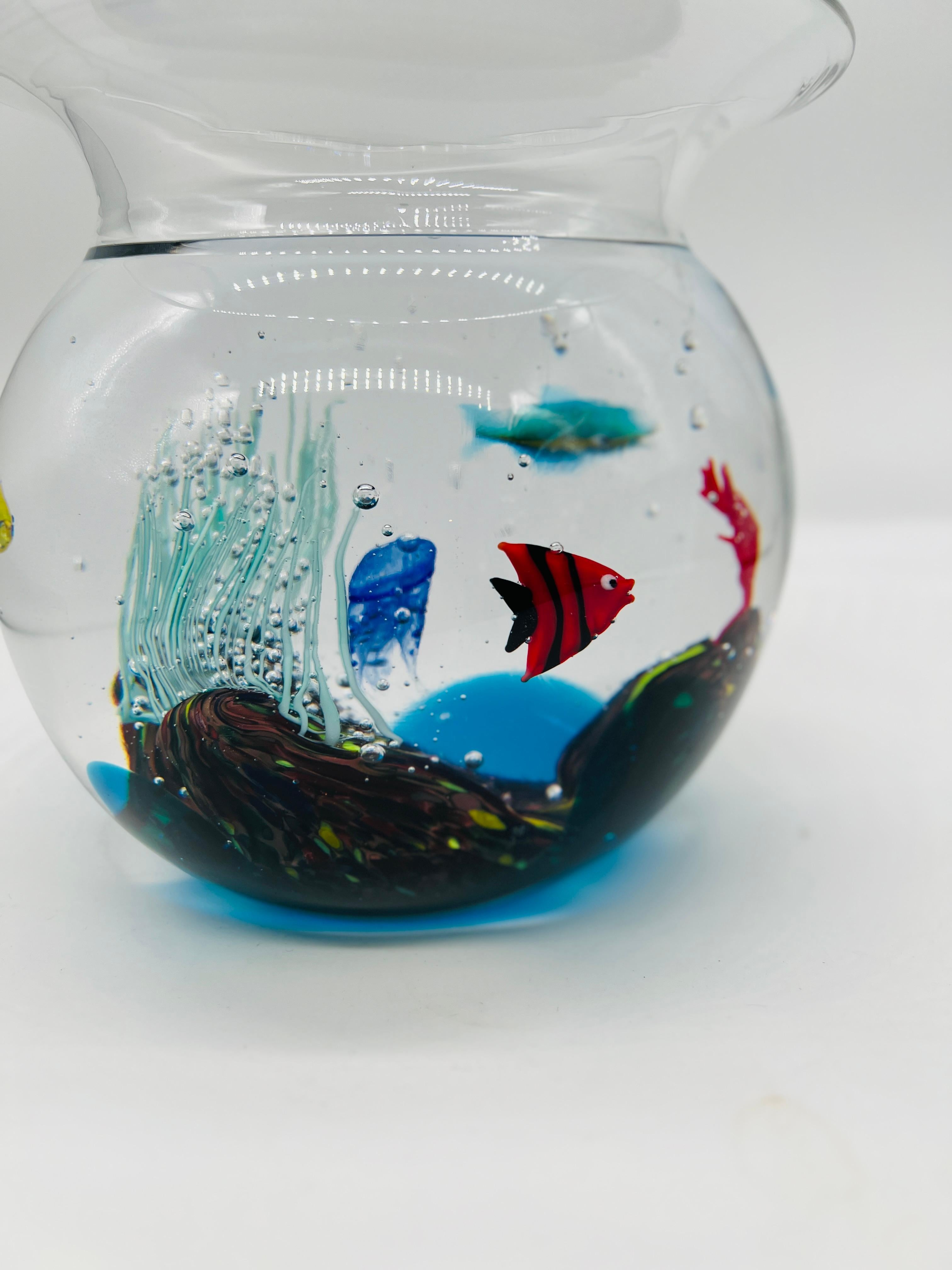 20th Century Elio Raffaeli for Oggetti Italian Murano Glass Fishbowl Sculpture C. 1950