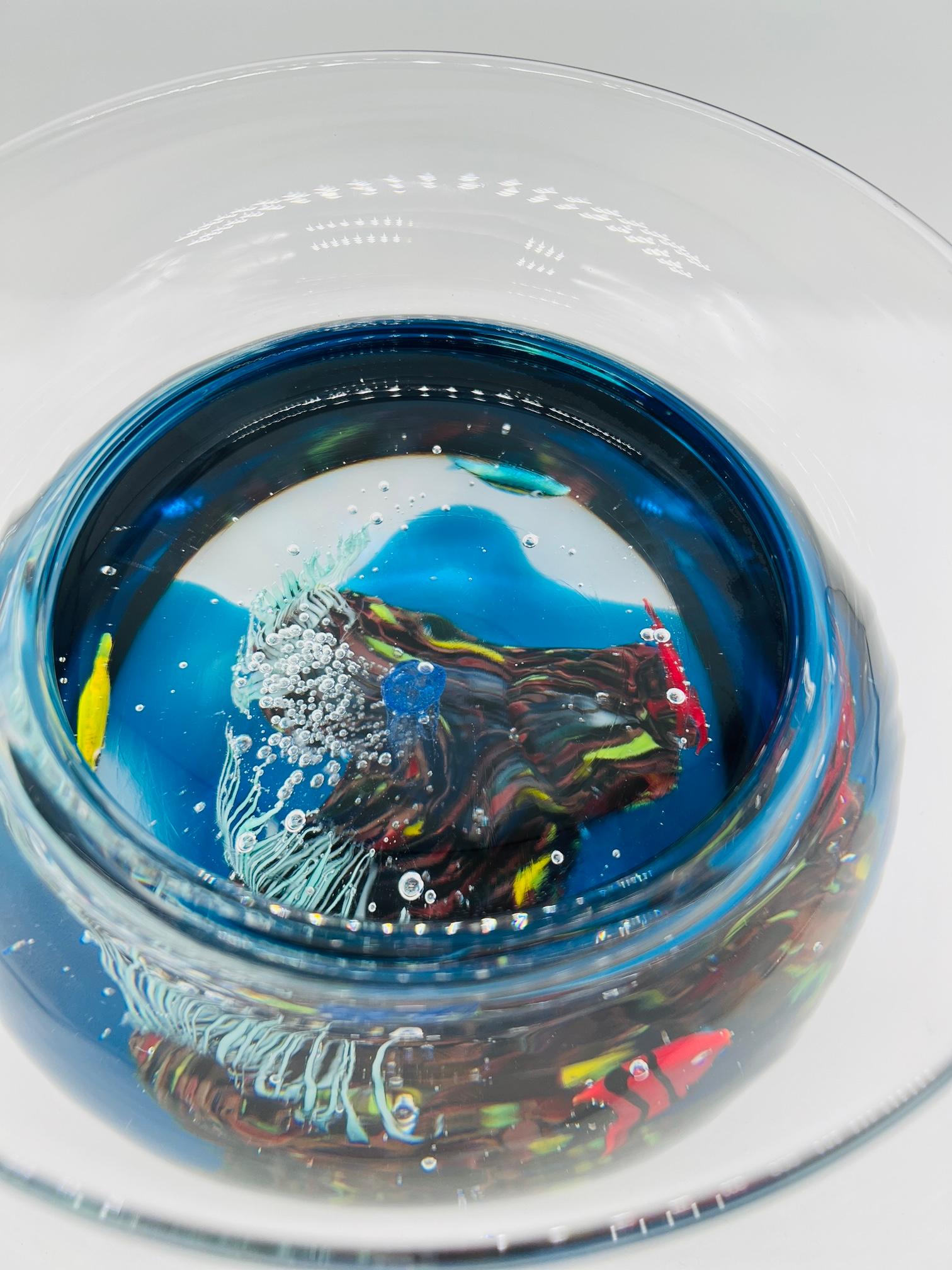 Art Glass Elio Raffaeli for Oggetti Italian Murano Glass Fishbowl Sculpture C. 1950