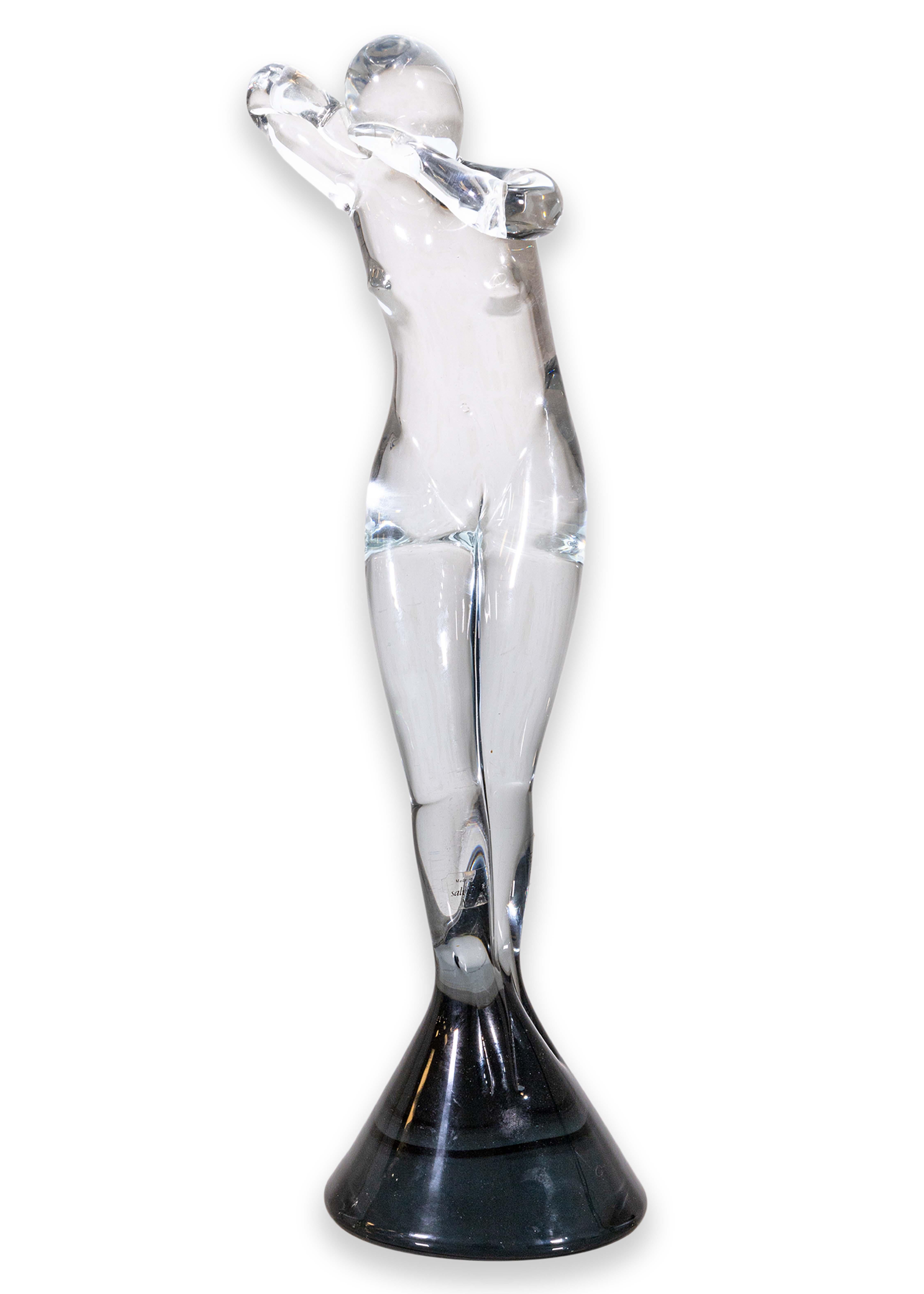 Elio Raffaeli para Salviati Escultura de mujer figurativa en cristal de Murano transparente en venta 5