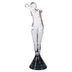 Elio Raffaeli für Salviati Murano Glas Klare Skulptur einer figurativen Frau