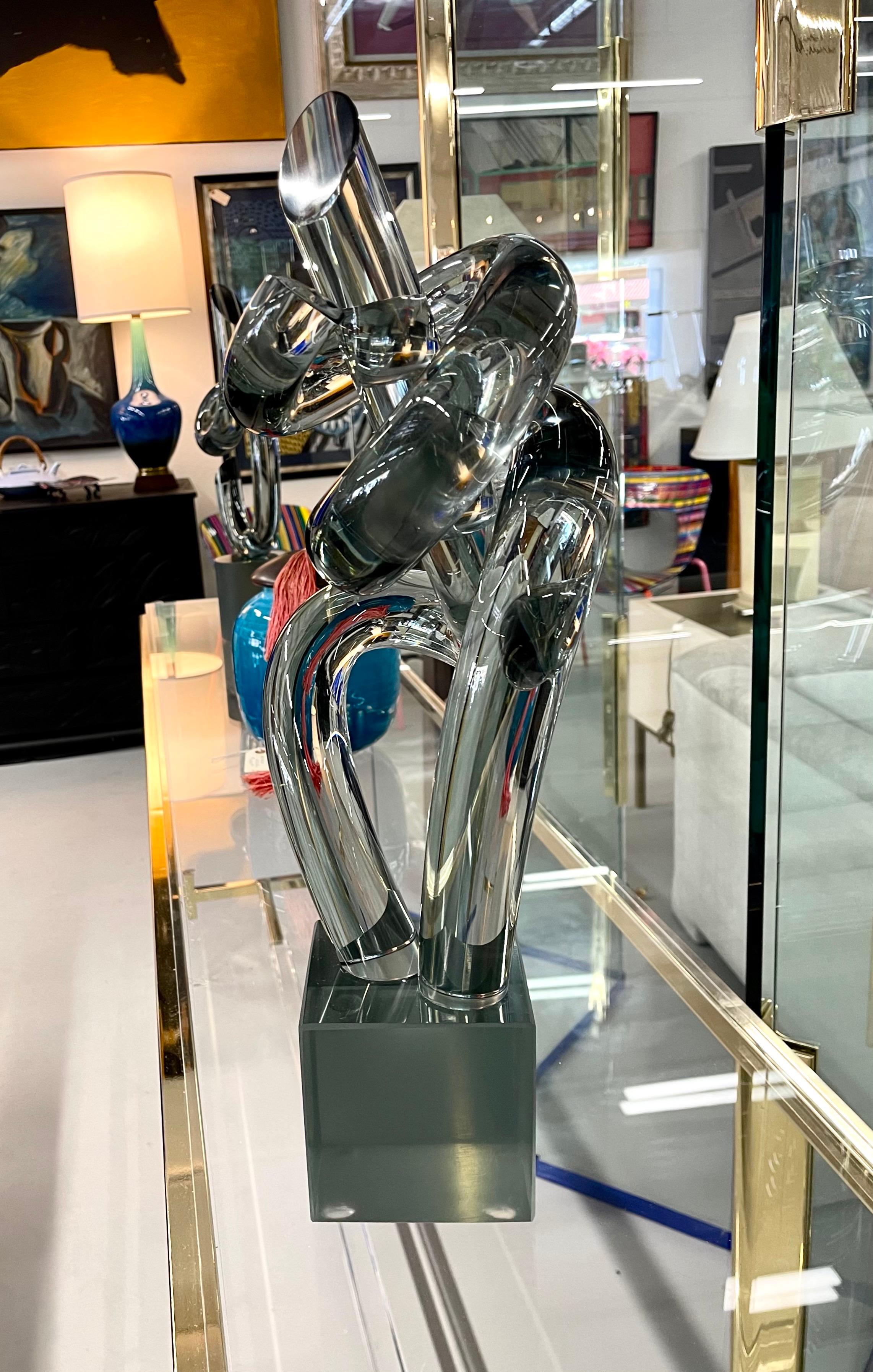 Italian Elio Raffaeli Glass Sculpture For Sale