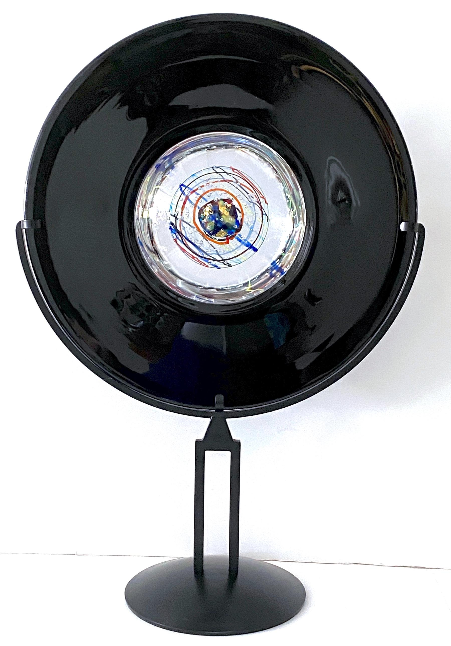 Elio Raffaeli + Robert Cammozzo Murano Glass Orb Sculpture 'Cosmic Explosion' 
For Oggetti
Italy, circa 1980s

The Elio Raffaeli + Robert Cammozzo Murano Glass Orb Sculpture, titled 'Cosmic Explosion,' is a remarkable and rare piece of art. Created