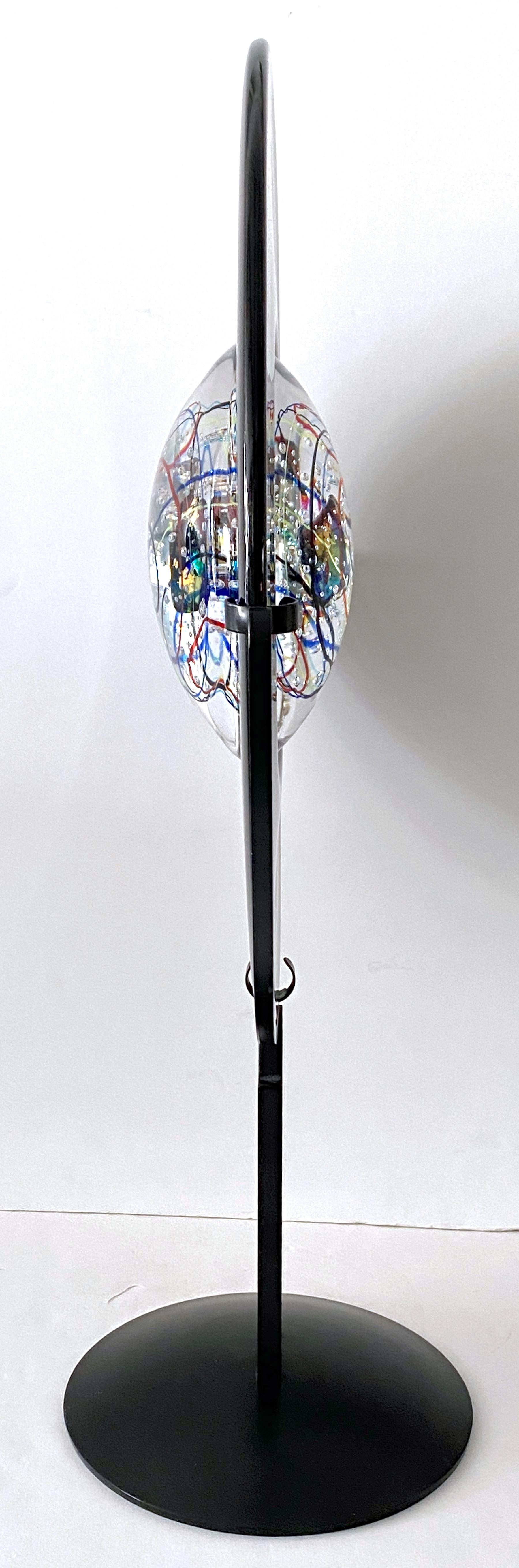 Post-Modern Elio Raffaeli + Robert Cammozzo Murano Glass Orb Sculpture 'Cosmic Explosion'
