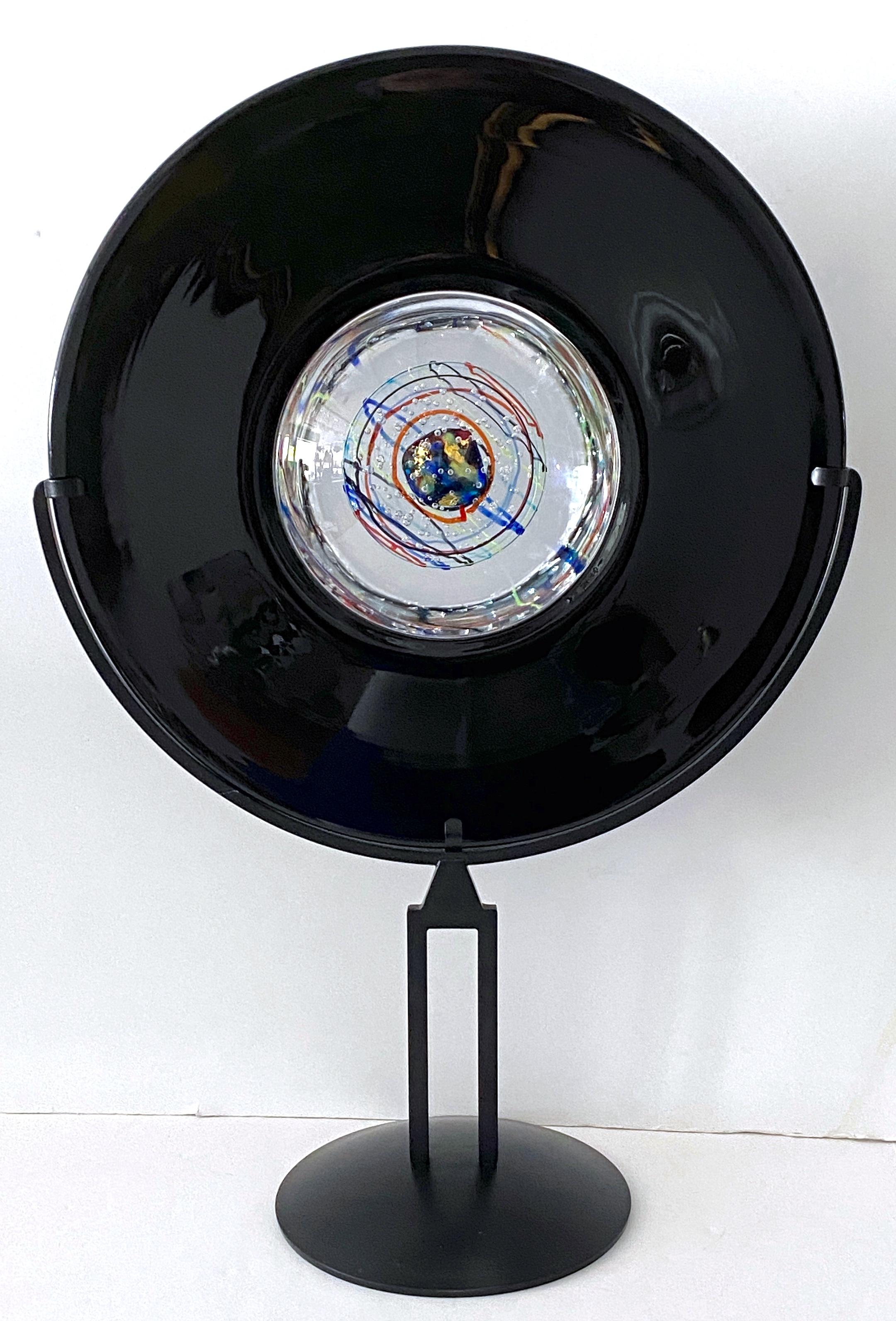 Italian Elio Raffaeli + Robert Cammozzo Murano Glass Orb Sculpture 'Cosmic Explosion'