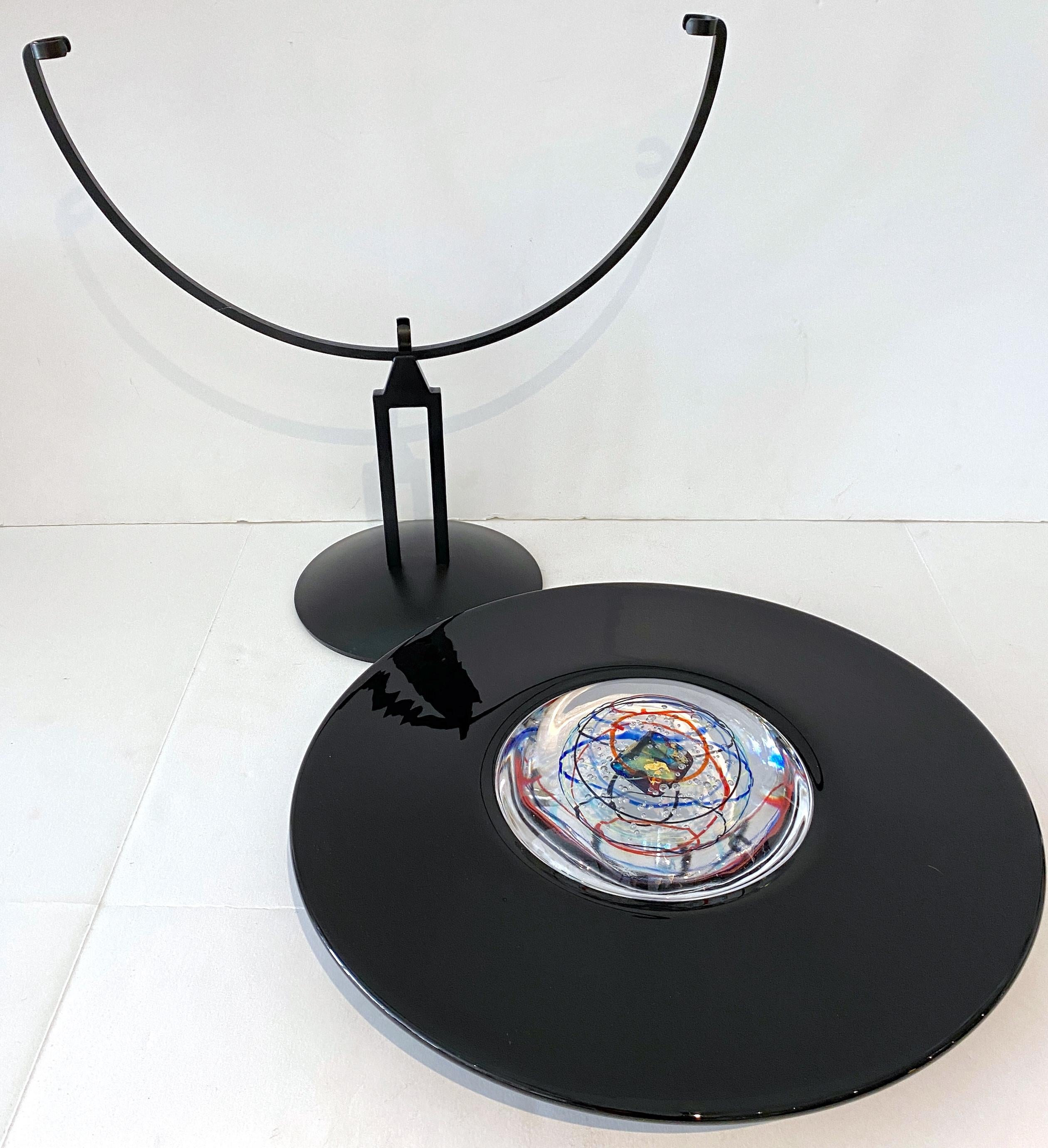 20th Century Elio Raffaeli + Robert Cammozzo Murano Glass Orb Sculpture 'Cosmic Explosion'