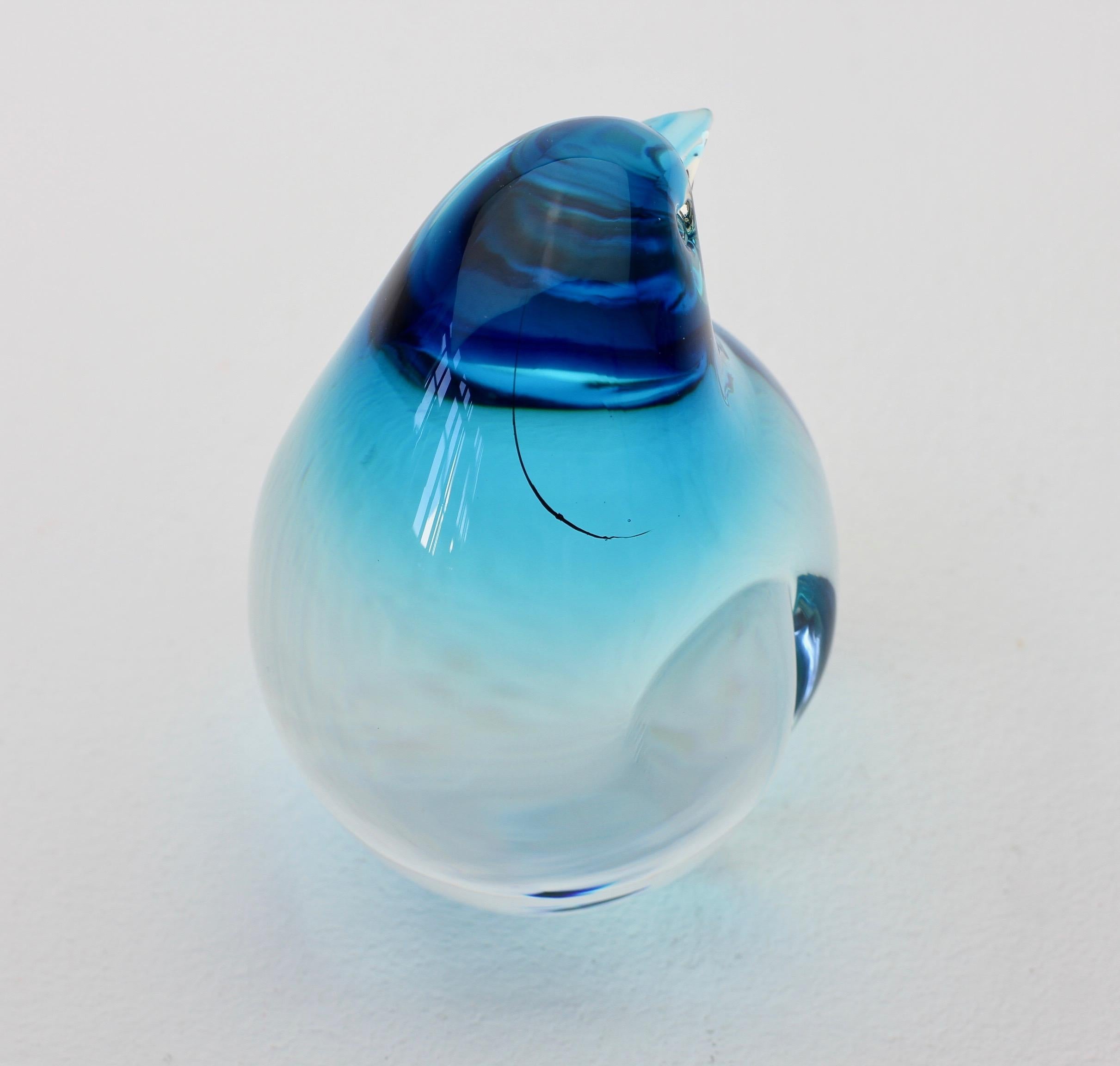 Elio Raffaeli Signed Blue 'Sommerso' Murano Glass Penguins or Bird Figures 4