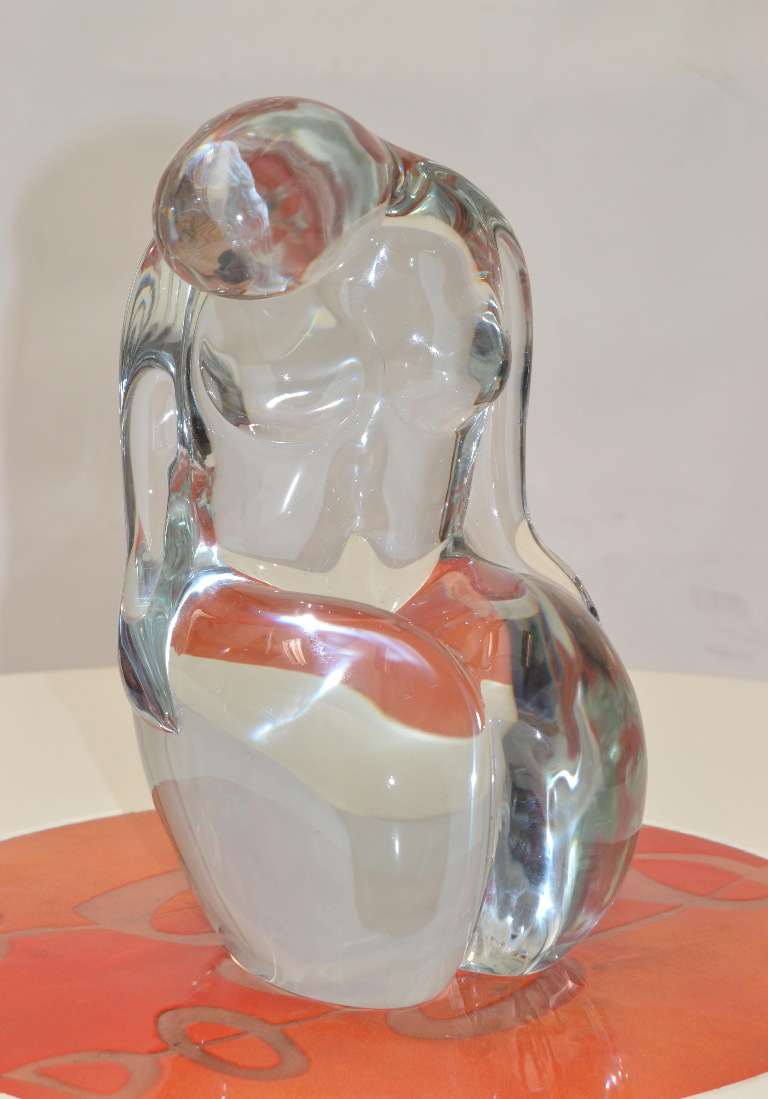Elio Raffaeli Signed Clear Murano Glass Nude Woman Sculpture Figurine Italy 1980 For Sale 8
