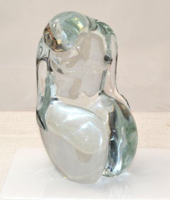 Elio Raffaeli Signed Clear Murano Glass Nude Woman Sculpture Figurine Italy 1980