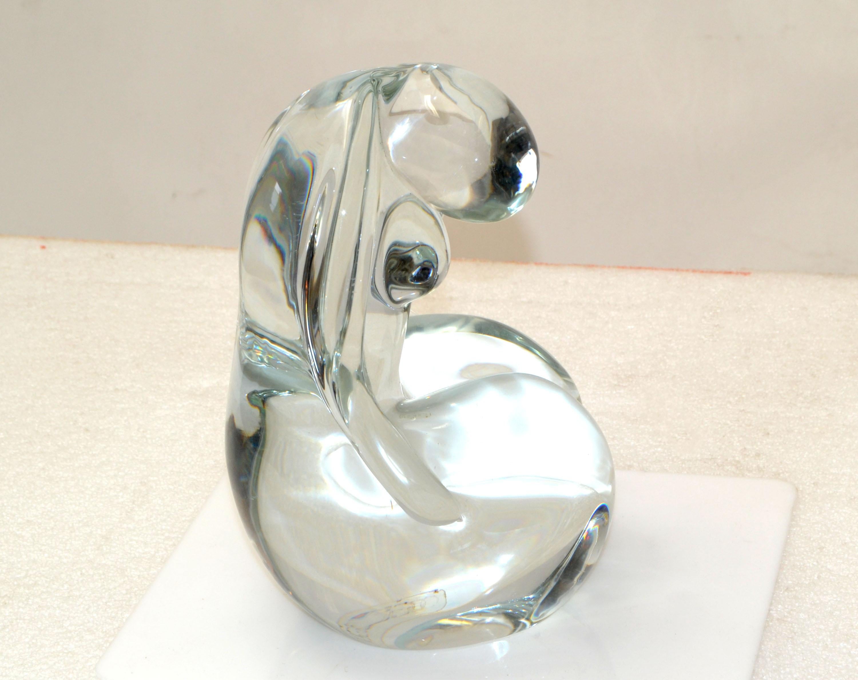 Elio Raffaeli Signed Clear Murano Glass Nude Woman Sculpture Figurine Italy 1980 In Good Condition For Sale In Miami, FL
