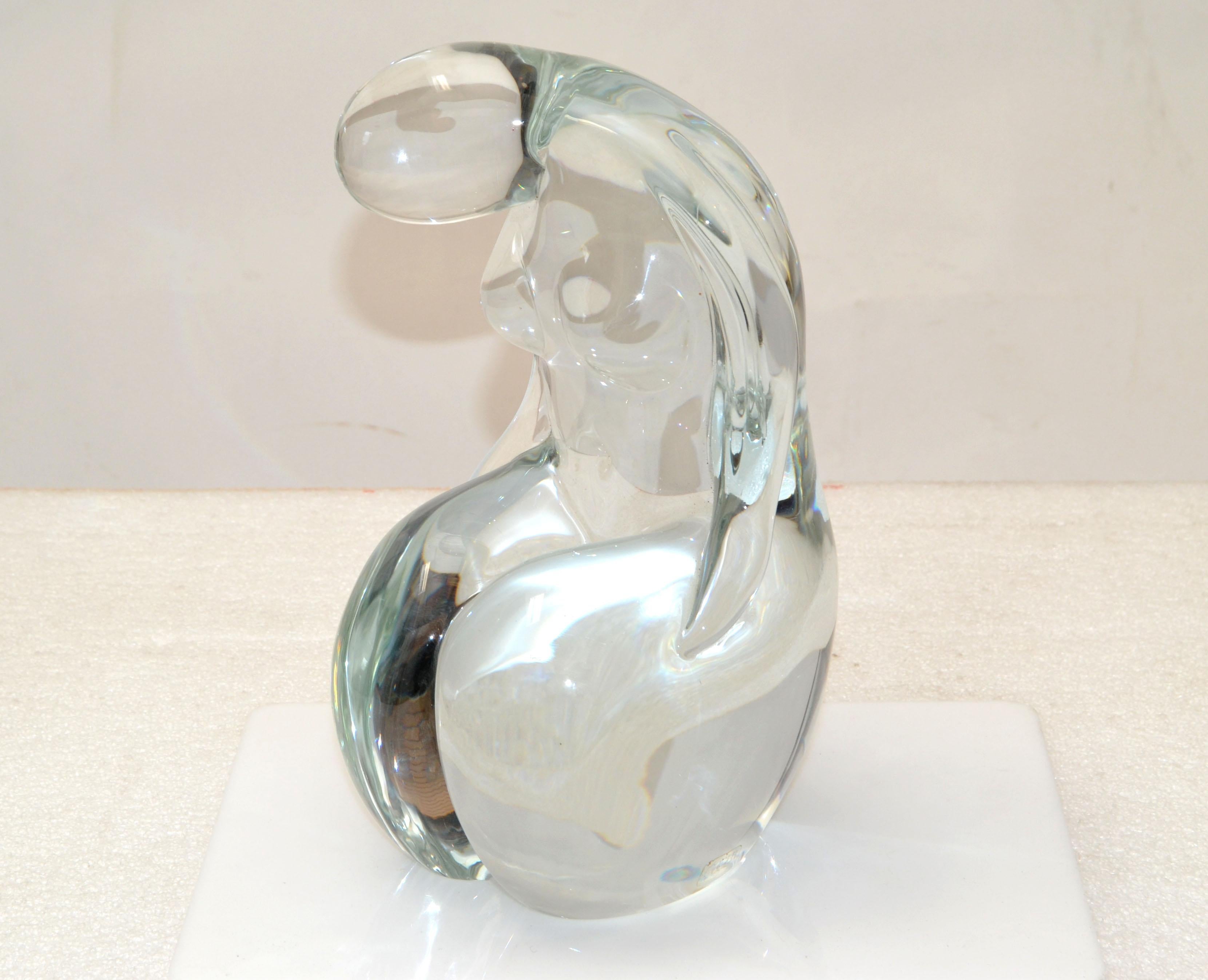 Late 20th Century Elio Raffaeli Signed Clear Murano Glass Nude Woman Sculpture Figurine Italy 1980 For Sale