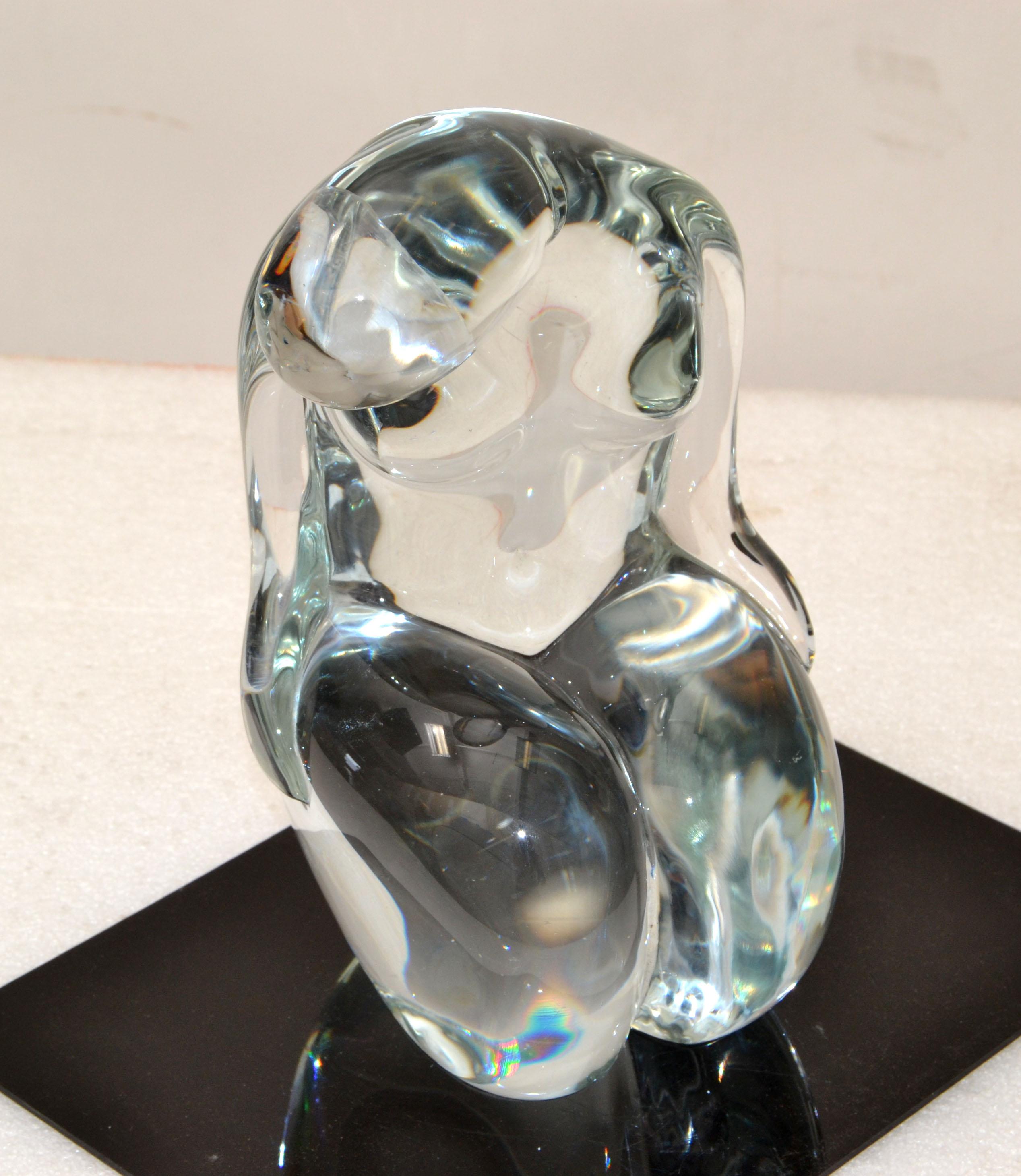 Elio Raffaeli Signed Clear Murano Glass Nude Woman Sculpture Figurine Italy 1980 For Sale 2