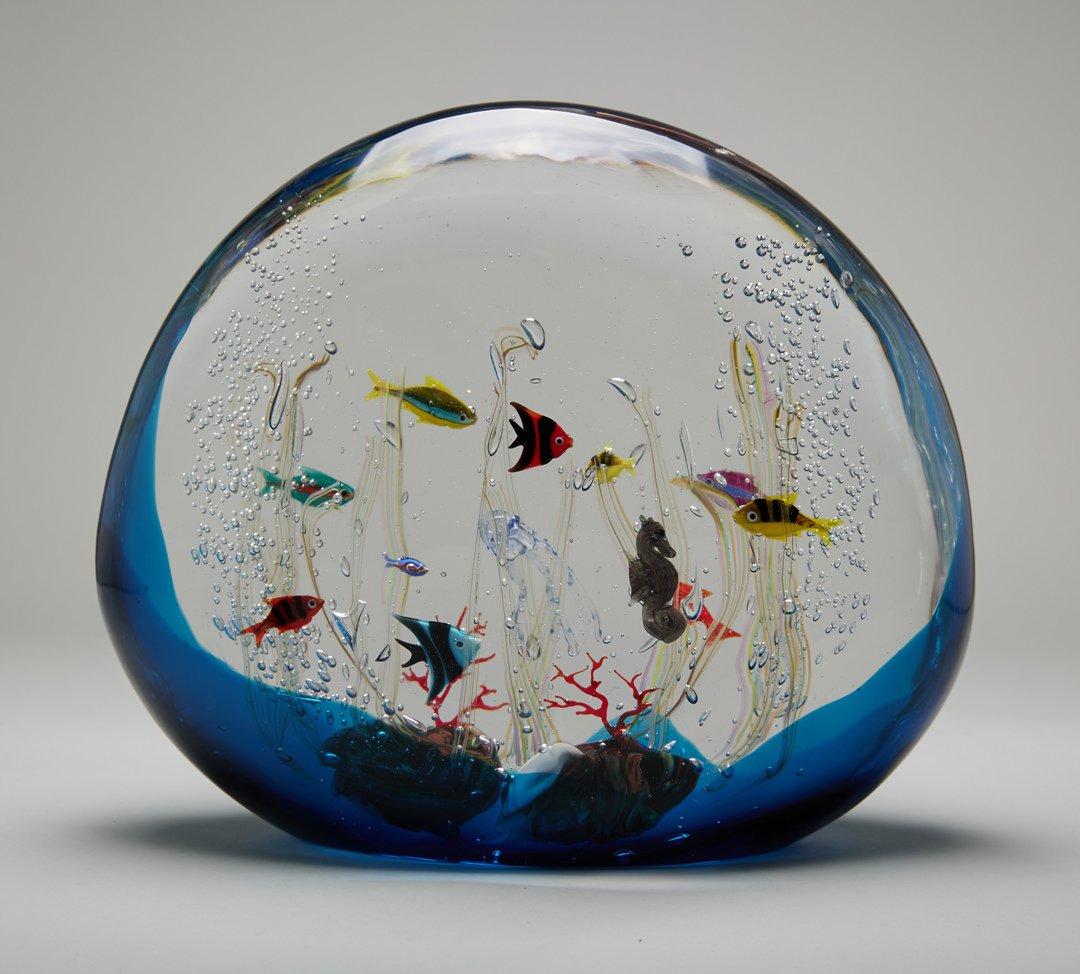 Elio Raffaelli Figurative Sculpture – Großes Murano-Glas-Aquarium aus dem 20.