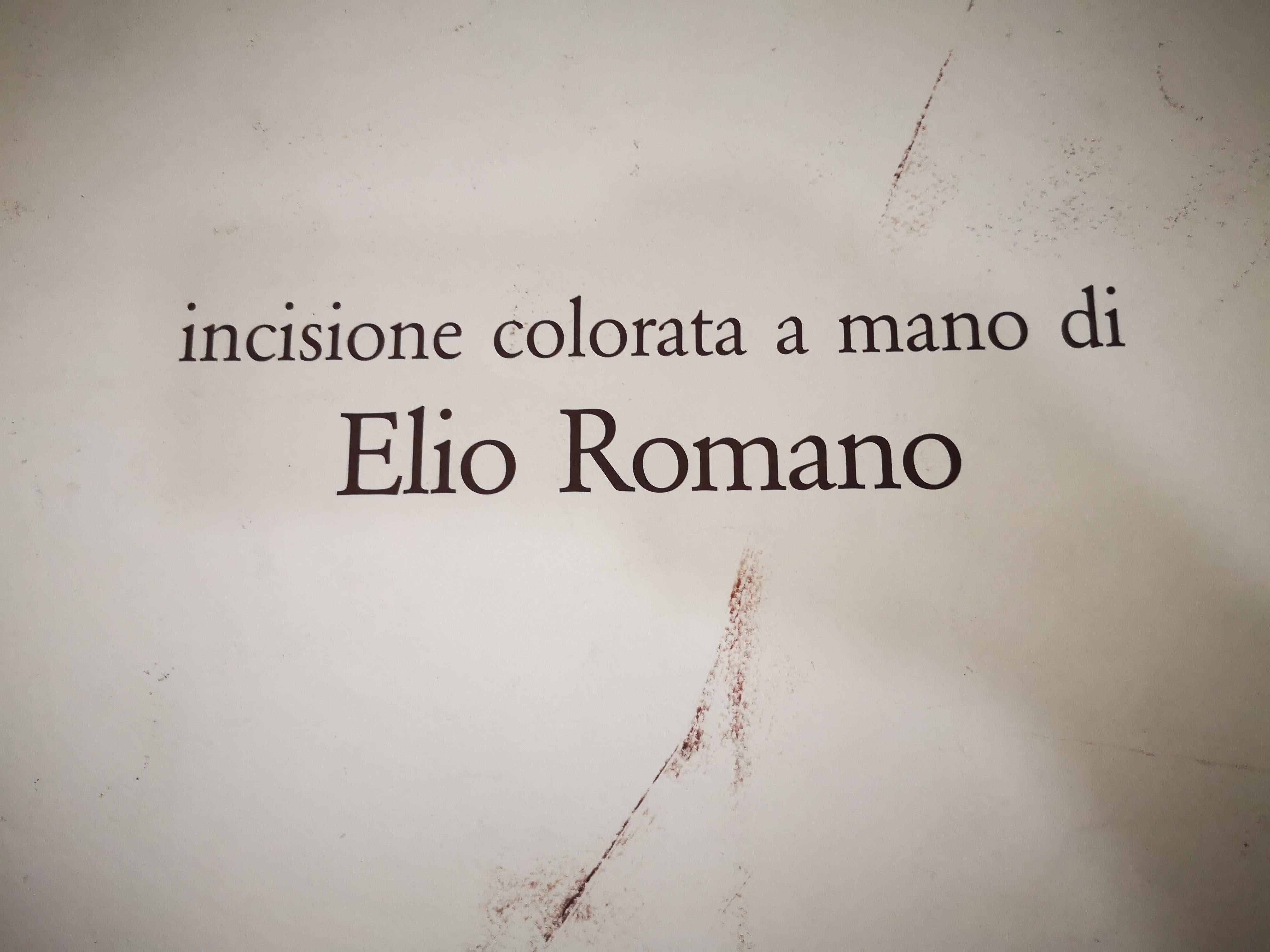 Elio Romano - Studio Dell'Artista - Handkolorierte Gravur (Handbemalt) im Angebot