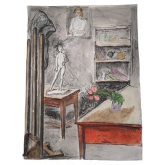 Elio Romano - Studio Dell'Artista - Gravure d'épreuve coloriée à la main