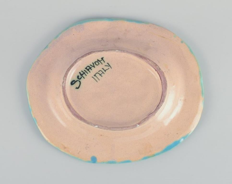 Elio Schiavon (1925-2004), Italy. Unique ceramic bowl with blue glass inlay. In Excellent Condition For Sale In Copenhagen, DK
