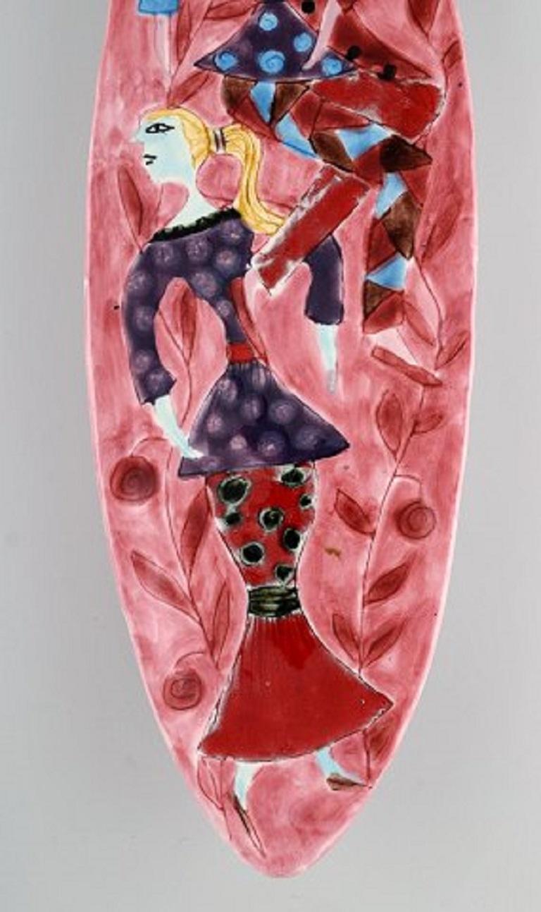 Italiano Elio Schiavon, Venezia, Piatto unico in ceramica smaltata dipinta a mano in vendita