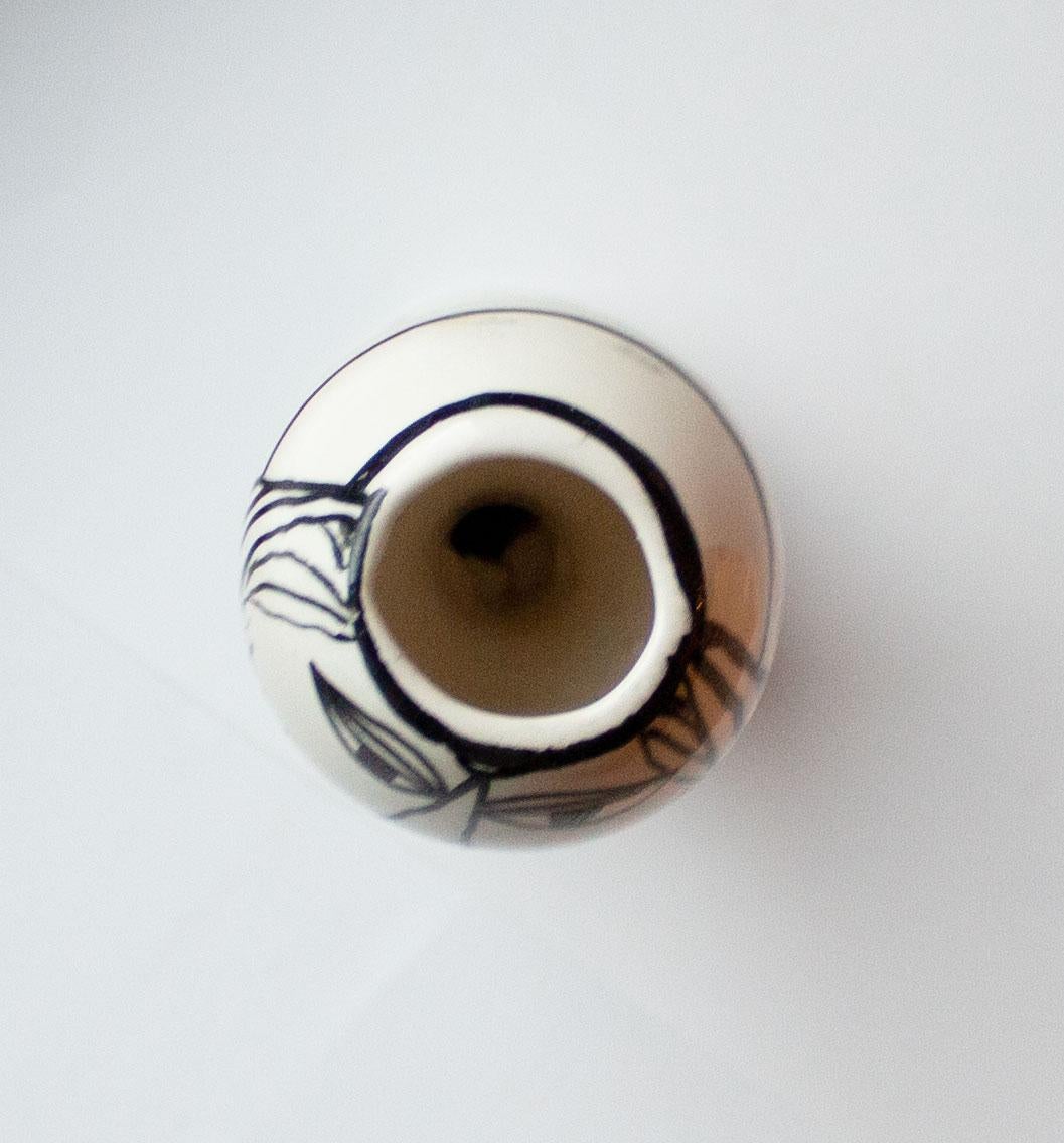 Elio Schiavon Jarrón gráfico de cerámica de Studio A pintado a mano, años 50 en venta 3