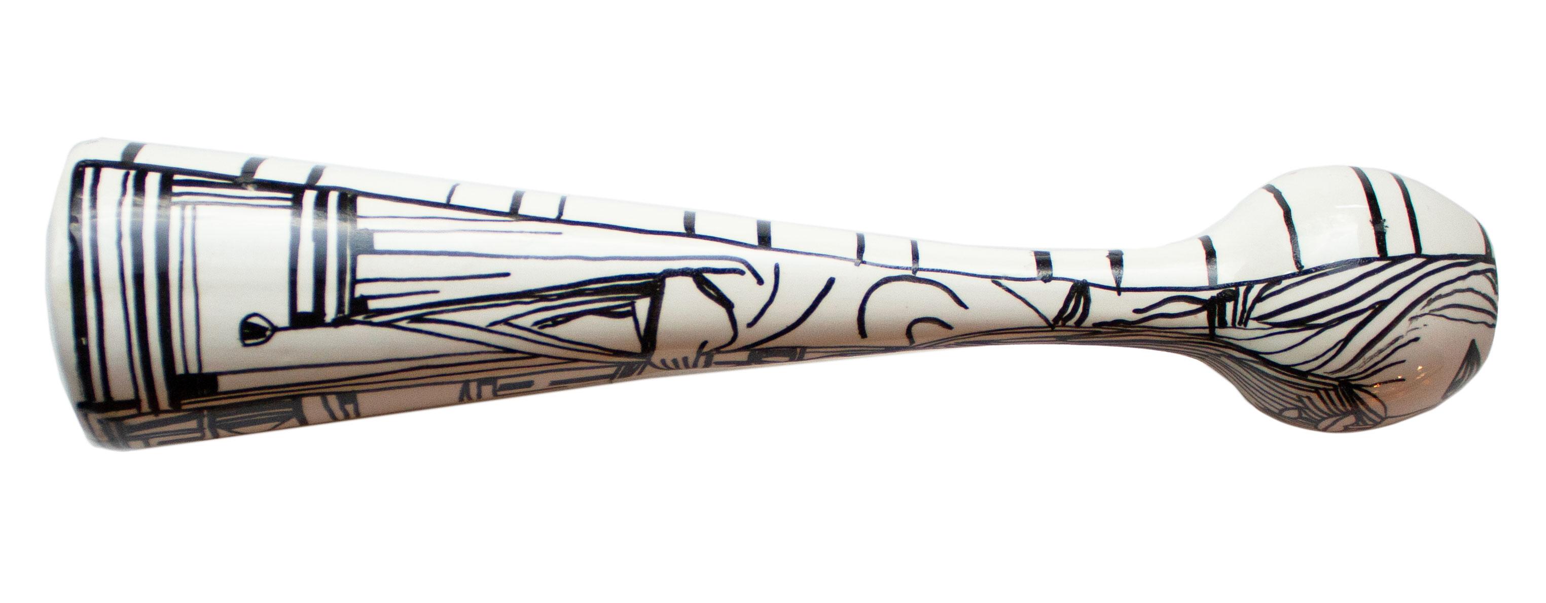 Elio Schiavon Jarrón gráfico de cerámica de Studio A pintado a mano, años 50 en venta 1