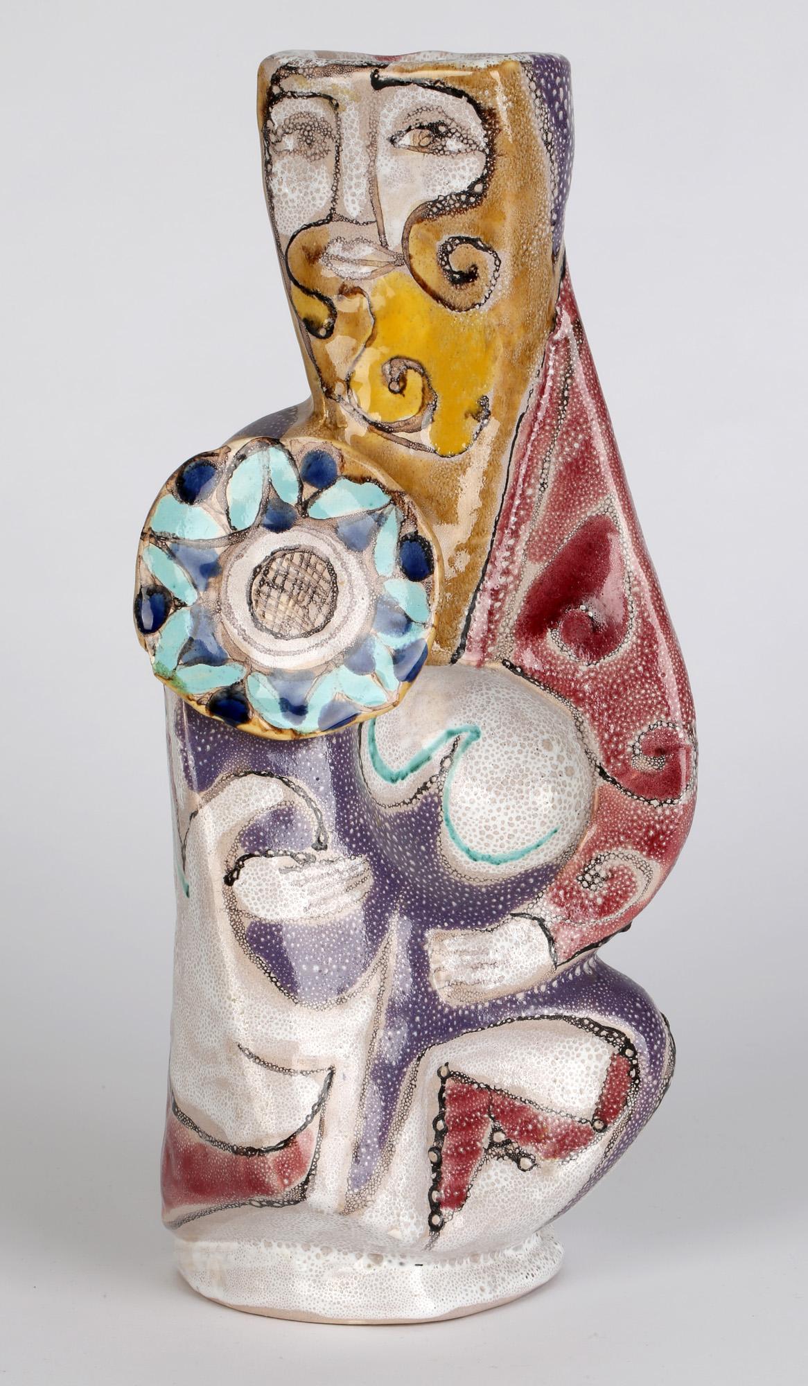 Elio Schiavon Italian Figurative Sculptural 'Guerriero' Pottery Vase For Sale 9