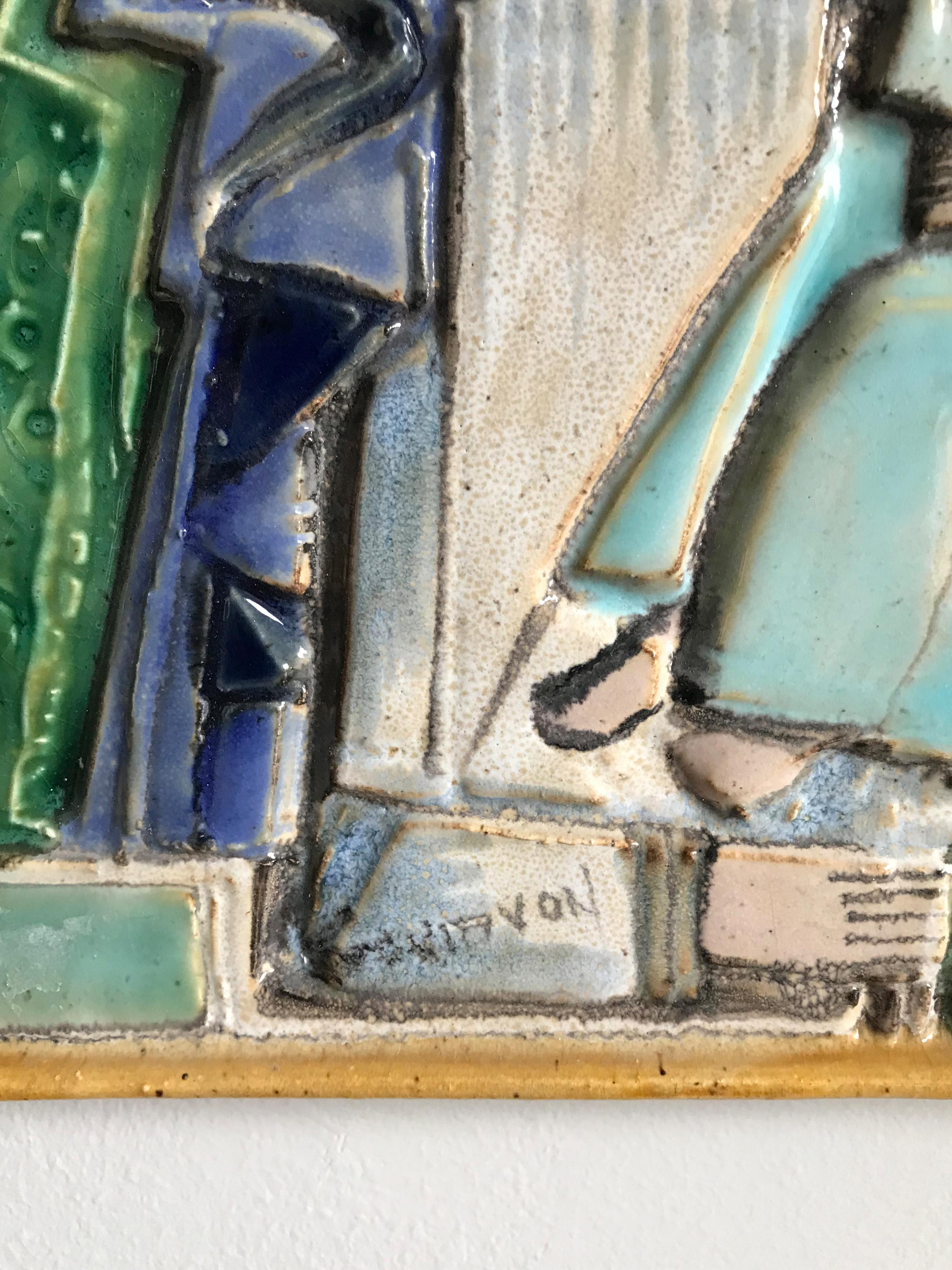 Mid-20th Century Elio Schiavon Italian Mid-Century Modern Design Ceramic Panel, 1950s