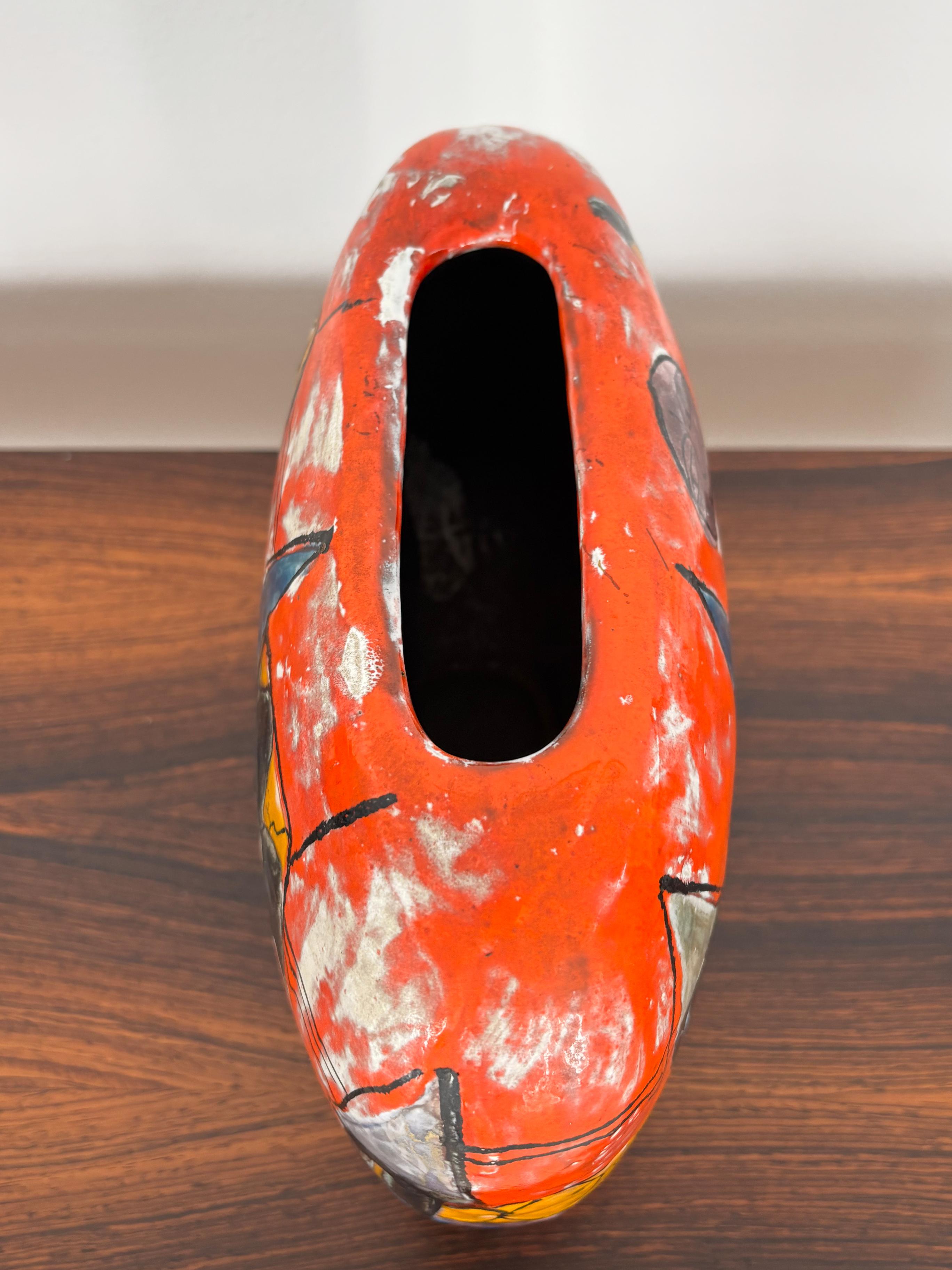 Elio Schiavon Italienische Multicolor-Keramikvase aus der Mitte des Jahrhunderts, 1960er Jahre im Angebot 2