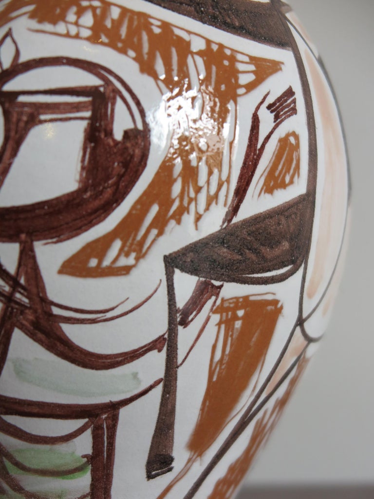 Mid-20th Century Elio Schiavon Italian Midcentury Pottery Ceramic Vase 1950s For Sale