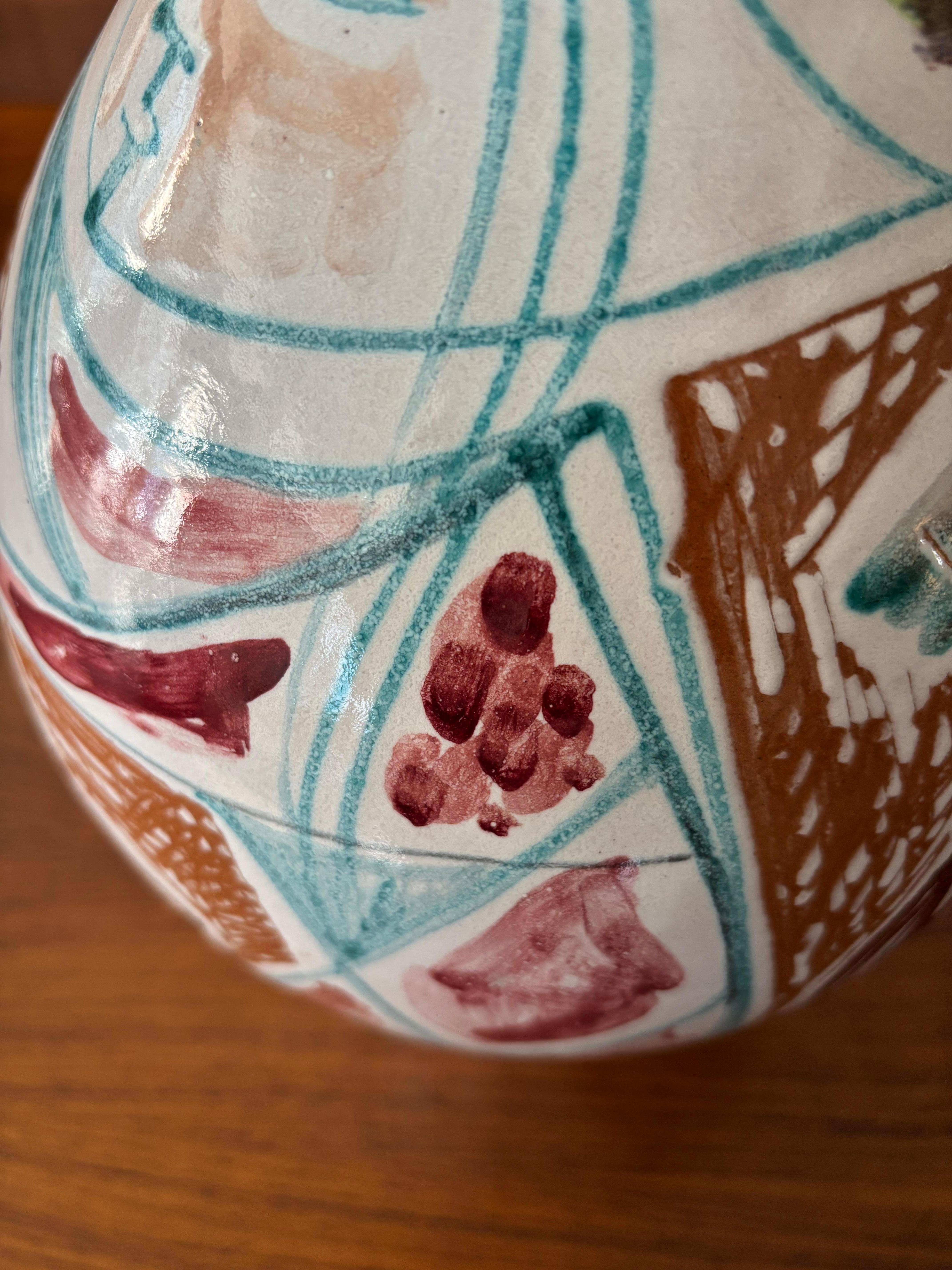 Elio Schiavon Italian Midcentury Pottery Ceramic Vase 1950s In Good Condition For Sale In Reggio Emilia, IT