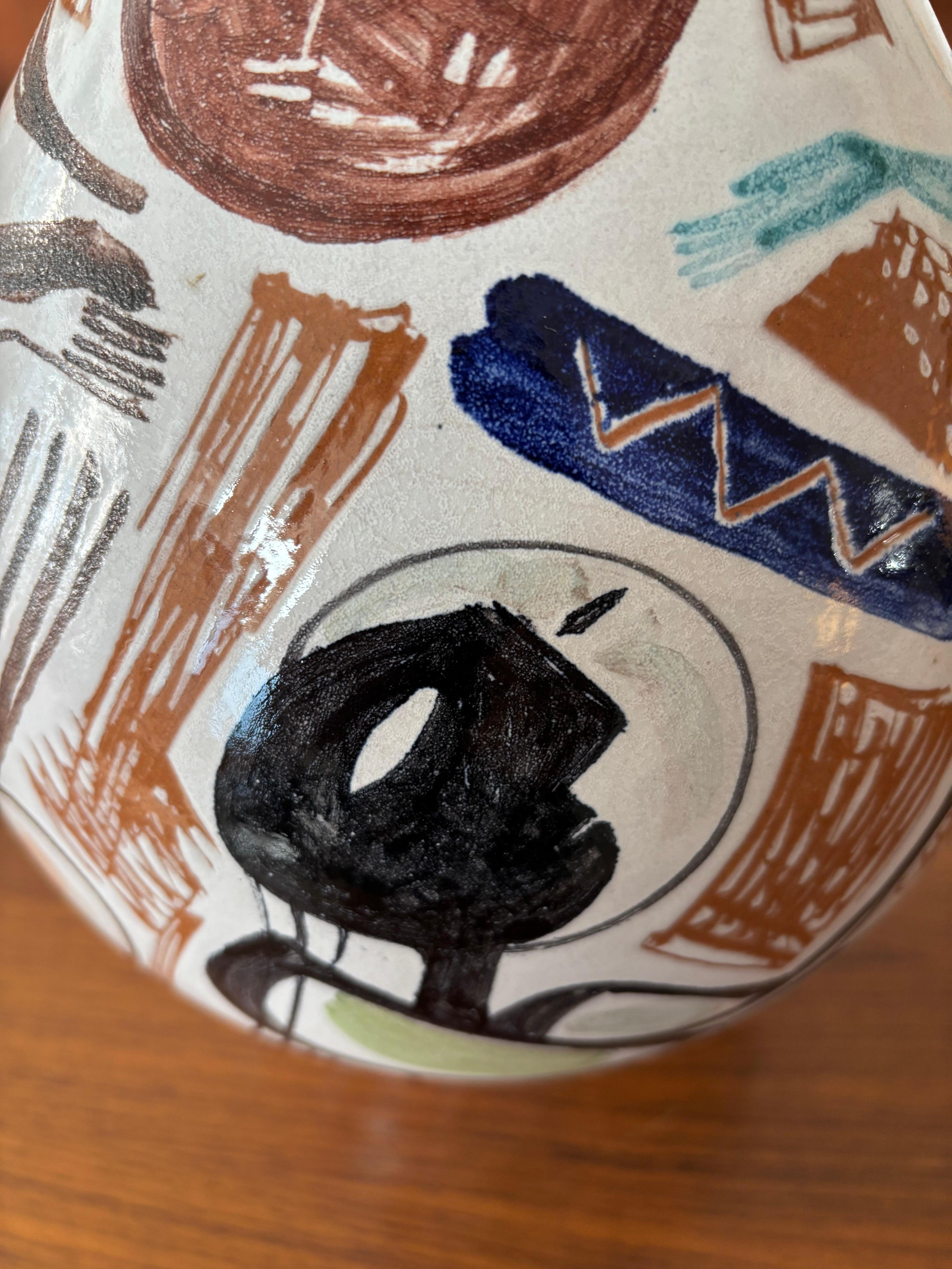 Mid-20th Century Elio Schiavon Italian Midcentury Pottery Ceramic Vase 1950s For Sale